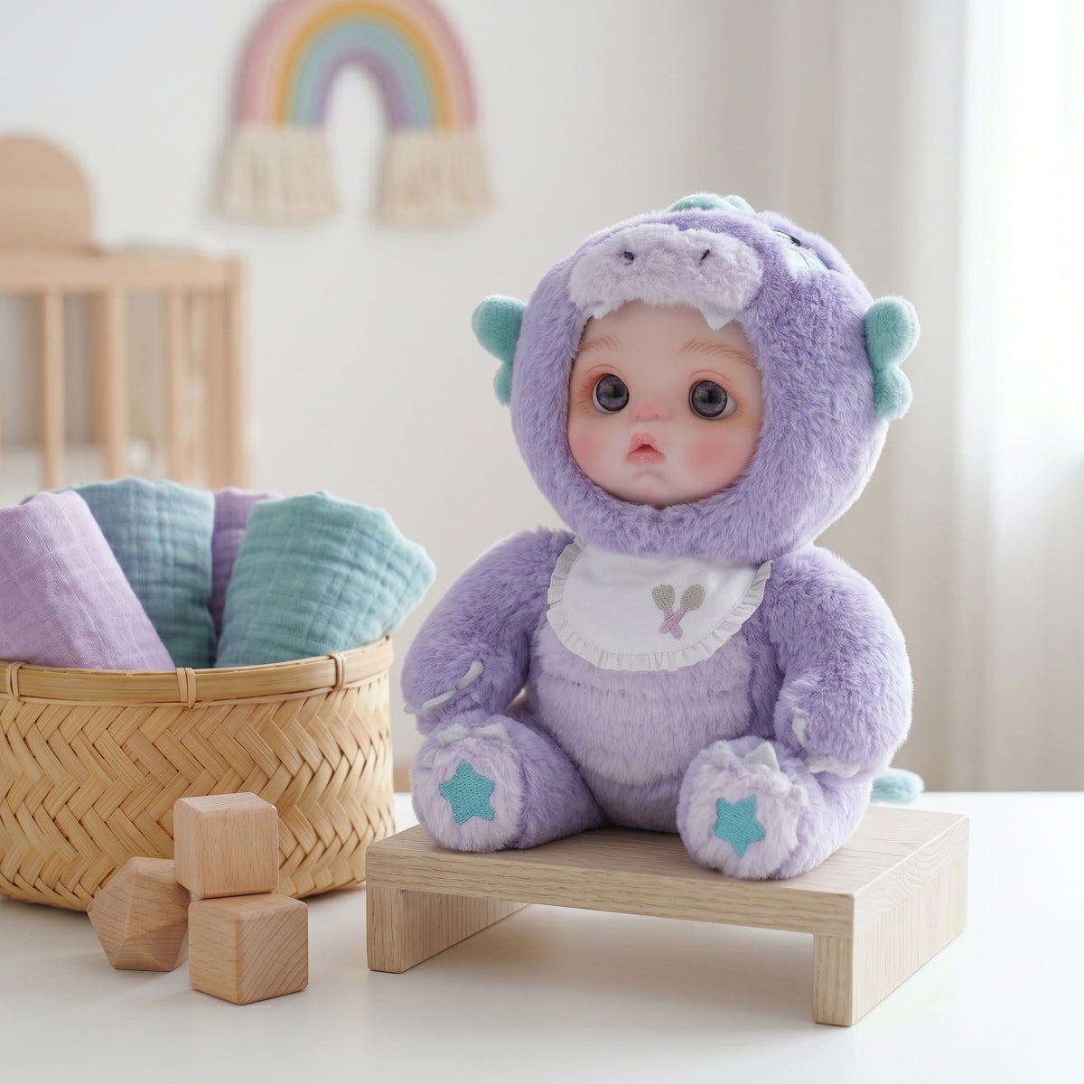 Colgante de muñeca de peluche y vinilo de 15 cm, juguete con cara de bebé simulada, 6 pulgadas
