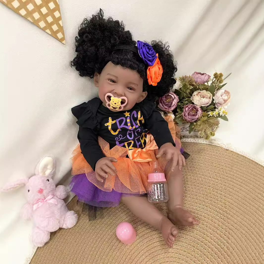 Muñeca Reborn hecha a mano de 23 pulgadas, realista, con cuerpo de tela, piel 3D, juguete para recién nacidos, regalo para niñas y coleccionistas de muñecas