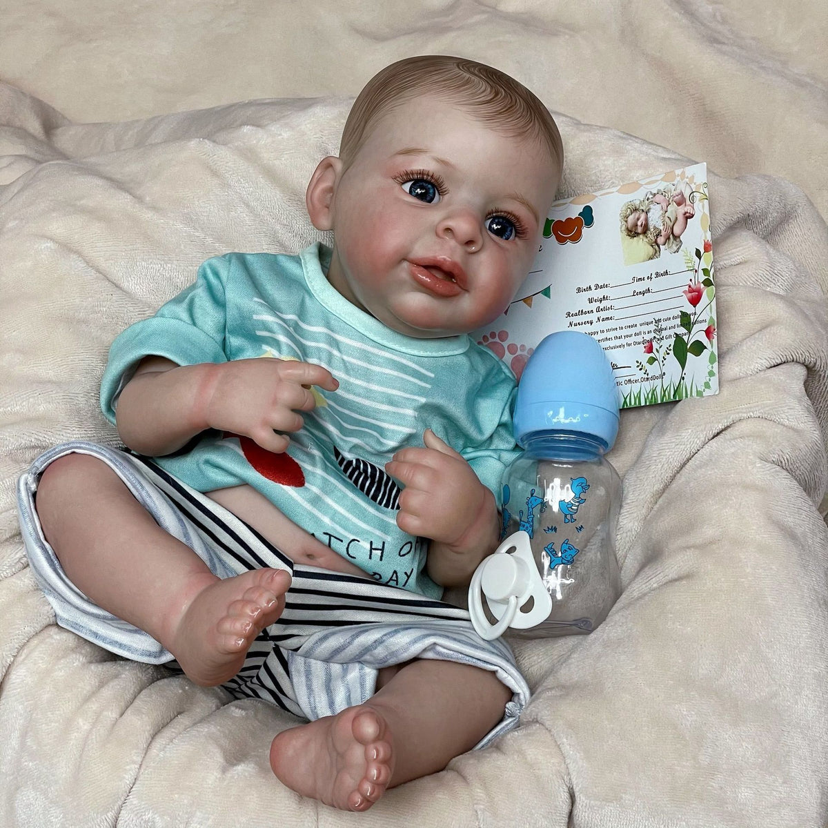 Muñeca reborn de simulación de alta gama, hecha a mano, de 18 pulgadas, con exquisita piel pintada en 3D