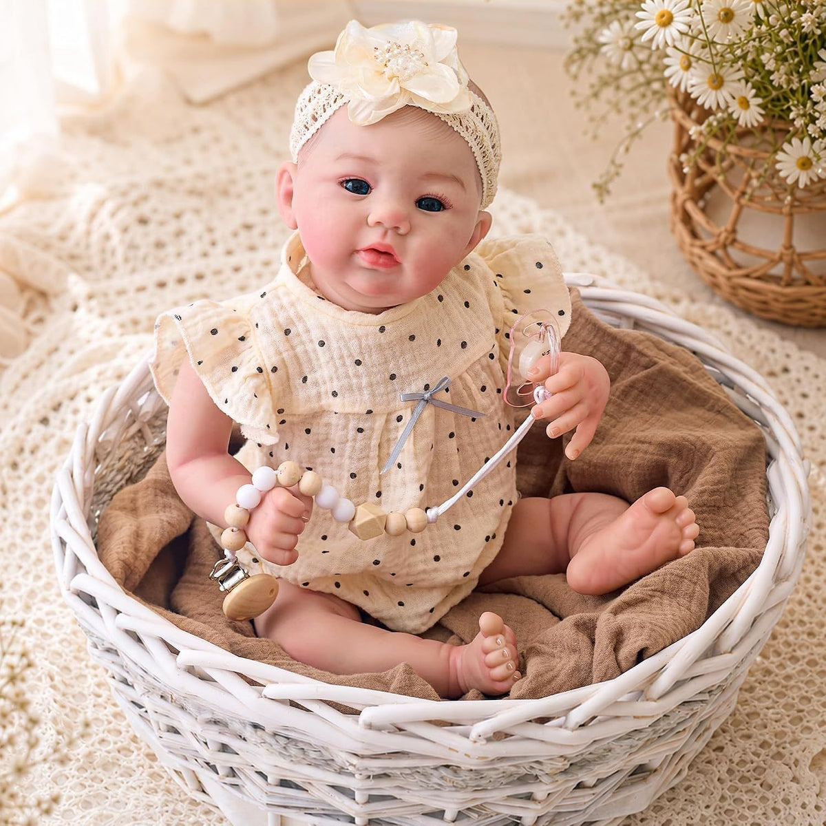 Lifelike 19 inch Baby Girl Doll with Cloth Body - Birthday/Christmas/Halloween Gift for Kids Ages 3+