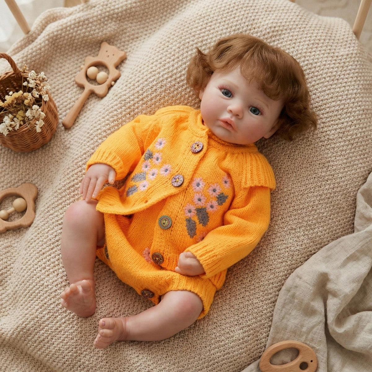 Muñeca bebé de simulación Reborn de 45 cm con trasplante de cabello