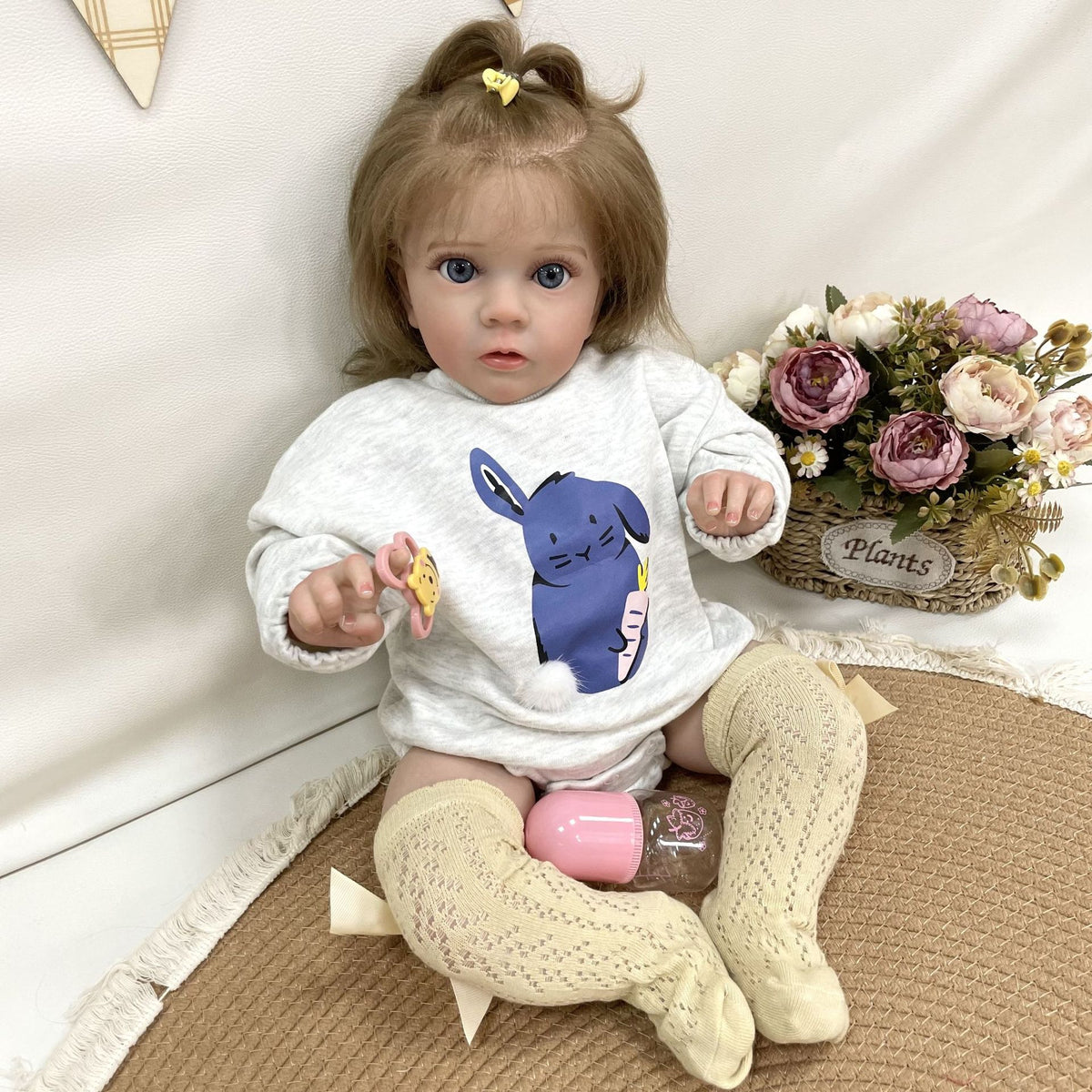 Muñeca bebé Reborn artesanal de 24 pulgadas, cuerpo de tela suave, piel realista 3D, juguete de regalo para niñas