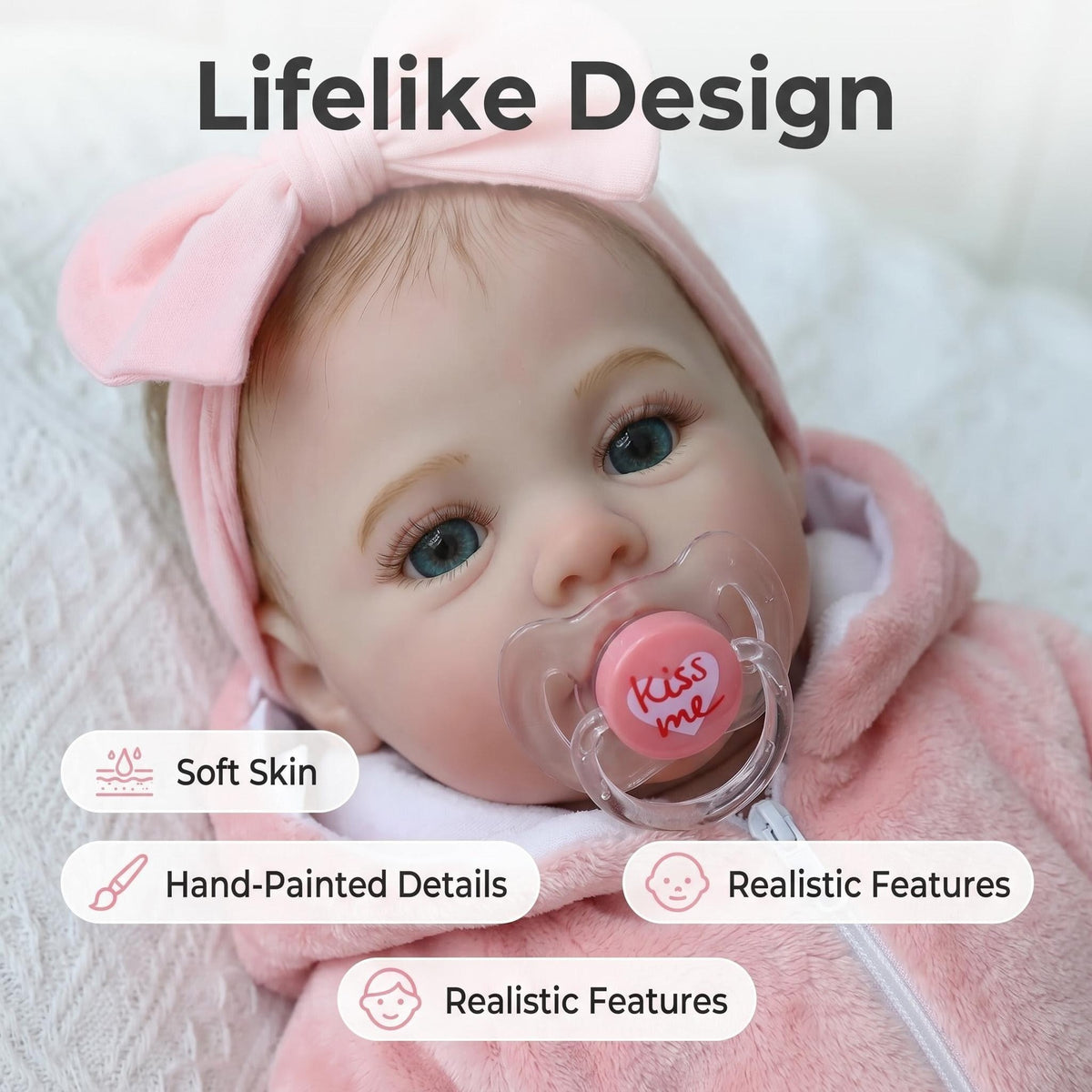 Muñeca Reborn de vinilo de cuerpo completo de 18 pulgadas, bebé realista, regalo ideal con accesorios completos para niños de 3 años
