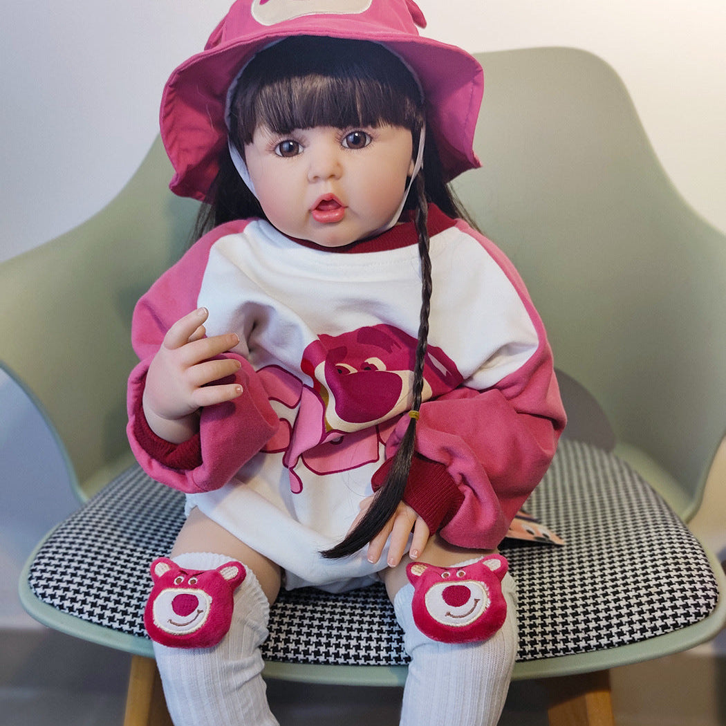 Muñeca Reborn realista de 24 pulgadas con ojos grandes y cuerpo de tela, regalo de vacaciones para niñas y coleccionistas