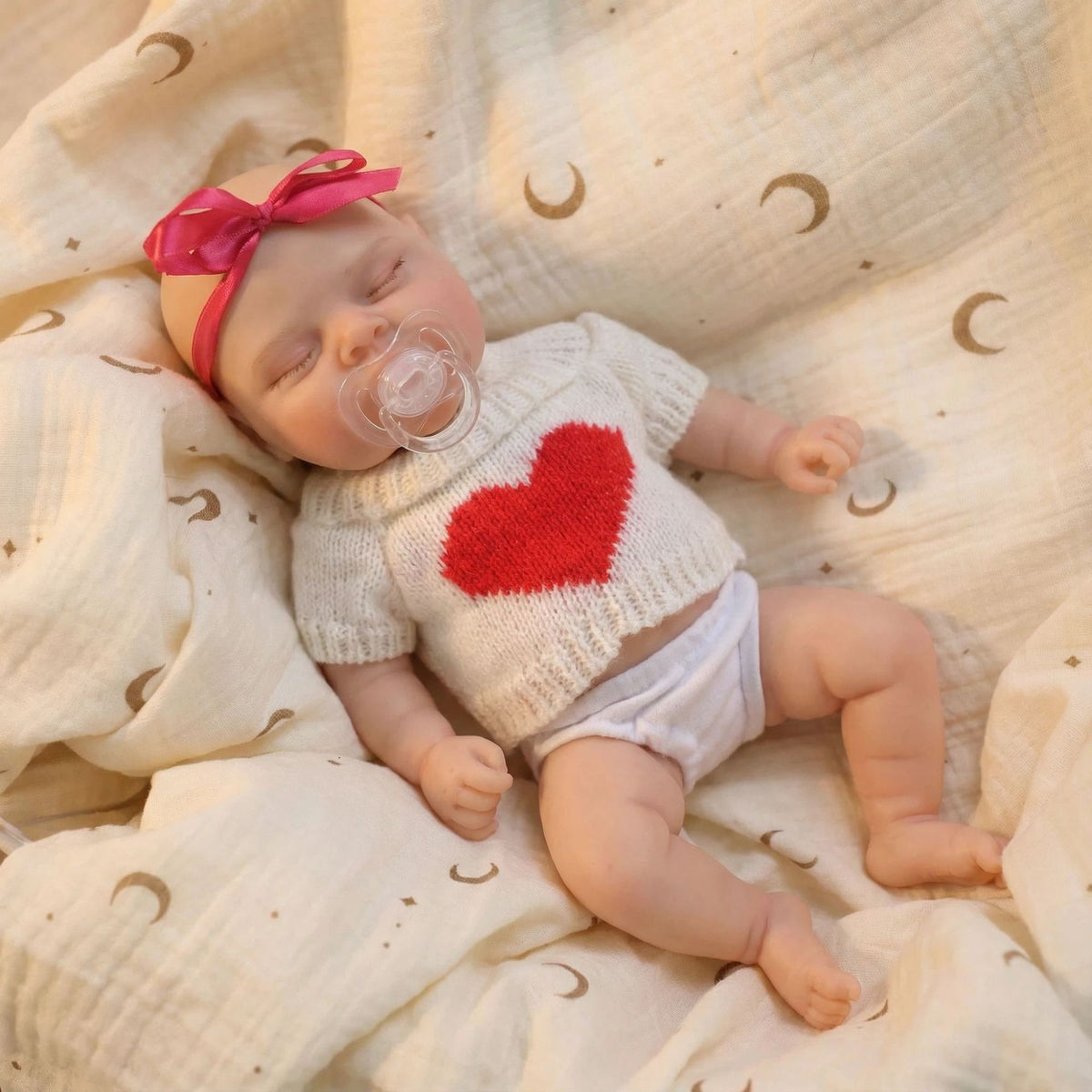 Muñeca reborn de silicona sólida de 12 pulgadas, modelo Pascale, en forma de corazón rojo, para regalo de Navidad para niños