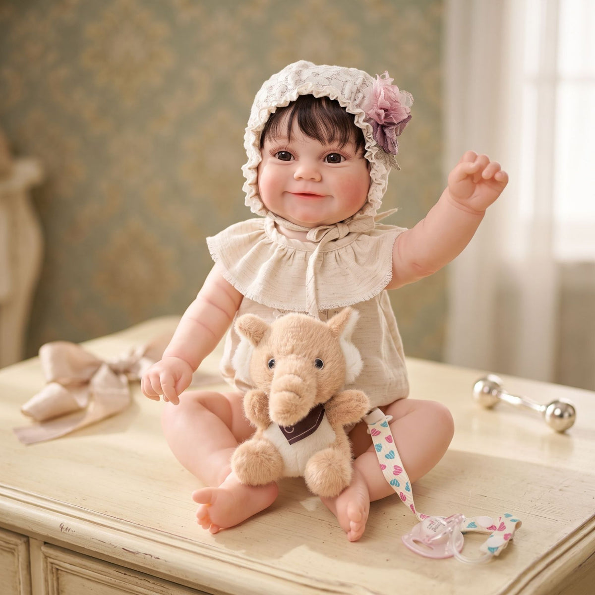 Muñeca Reborn artesanal de 22 pulgadas, piel con venas 3D realistas y cuerpo completo de vinilo, muñeca bebé recién nacida hiperrealista, regalo de cumpleaños para niñas y coleccionistas