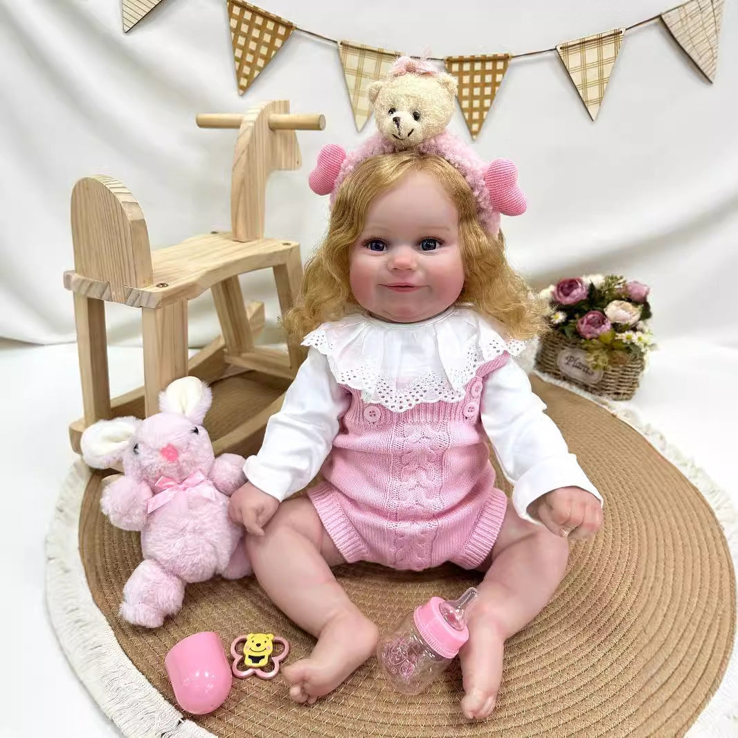 Muñecas bebé Reborn de 24 pulgadas con cuerpo de tela, muñeca recién nacida realista, juguete para niñas y niños