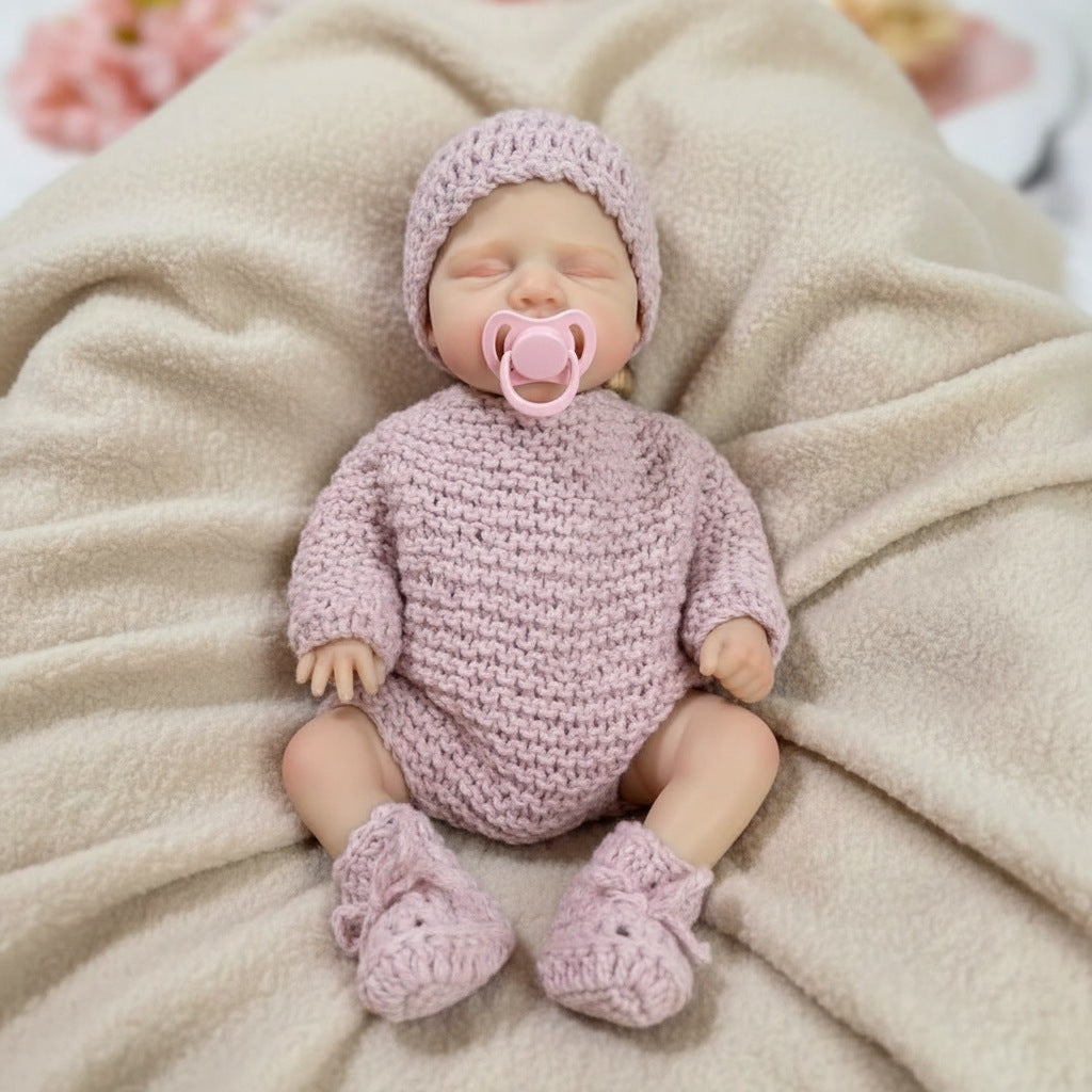 Muñeca Reborn de silicona sólida de 12 pulgadas, juguete de simulación Pascale con suéter morado claro
