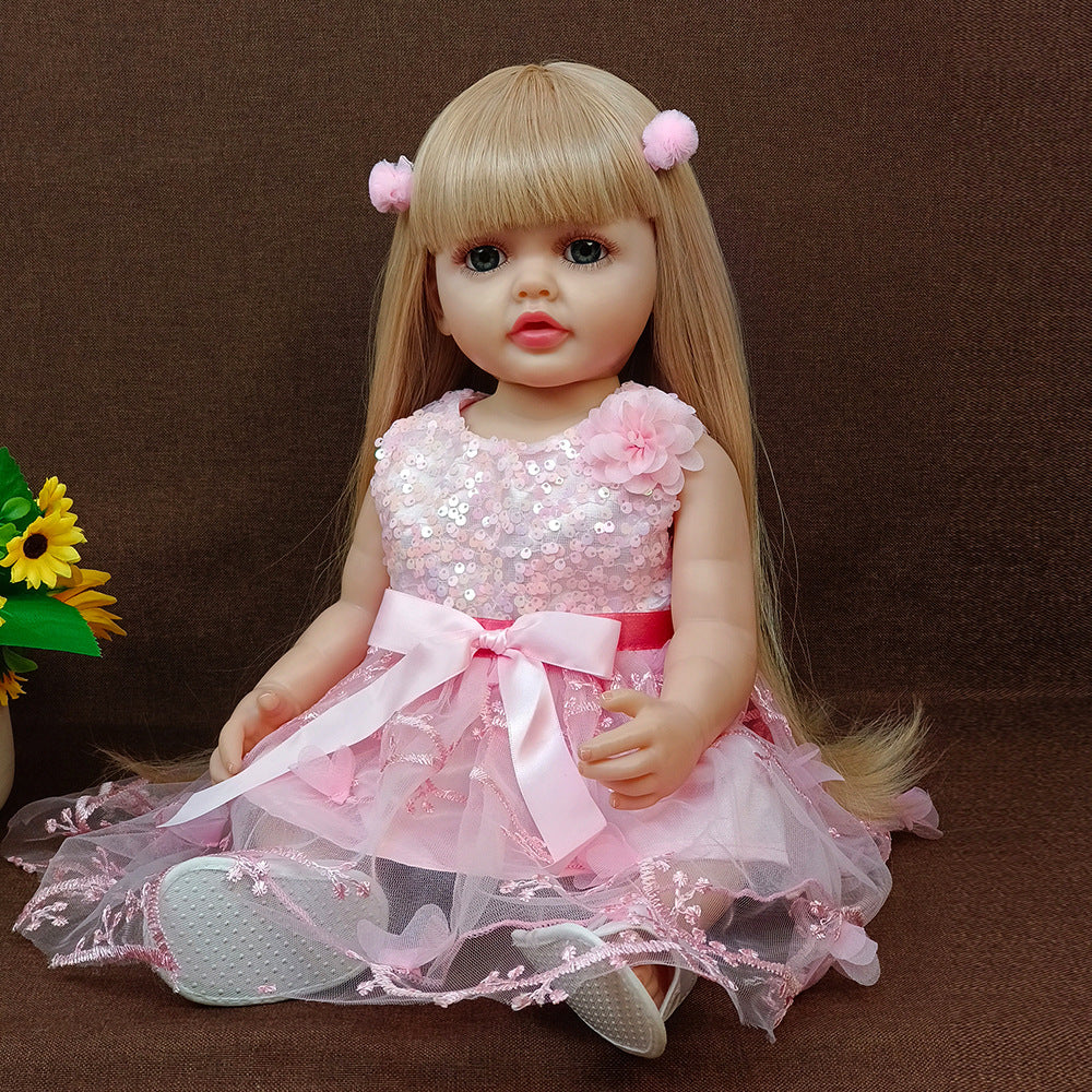 Muñeca Reborn de 22 pulgadas con cuerpo completo de vinilo y sensor de sonido, juguete de compañía interactivo, regalo perfecto para niños y coleccionistas adultos en días especiales