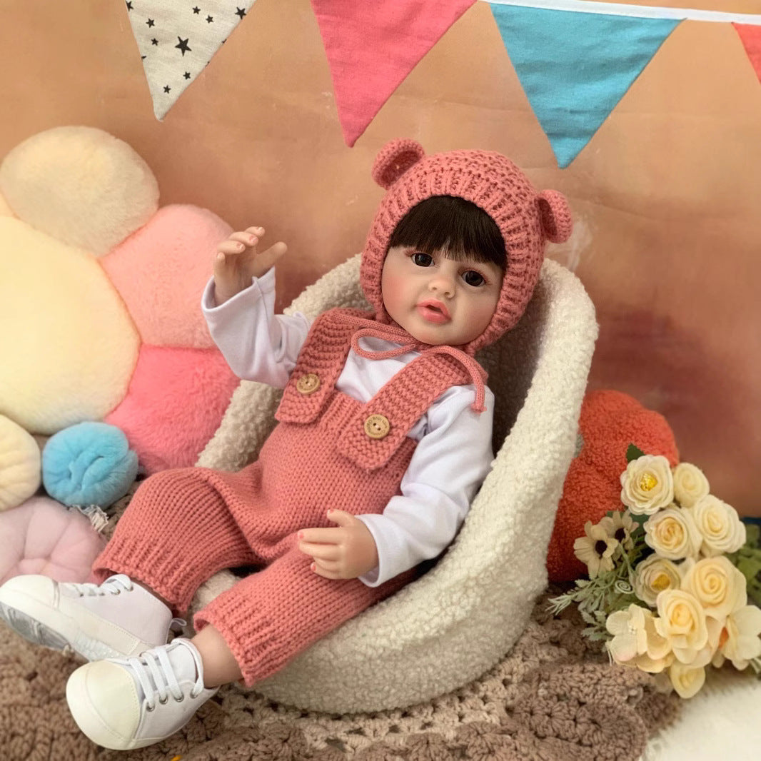 Muñeca Reborn de 22 pulgadas con cuerpo completo de vinilo y sensor de sonido, juguete interactivo para niños y adultos, opción de regalo para cumpleaños y festividades
