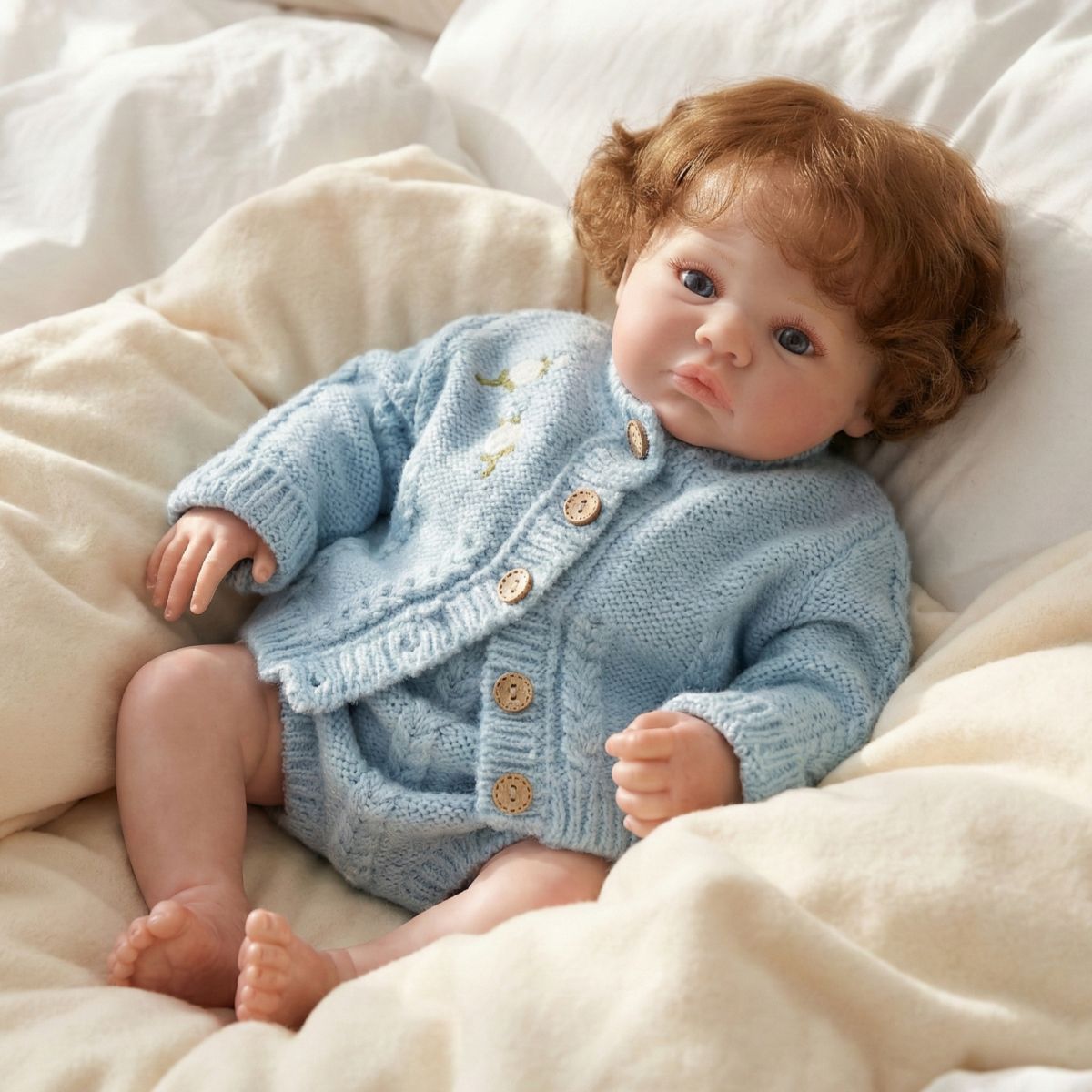 Muñeca bebé de simulación Reborn de 45 cm con trasplante de cabello