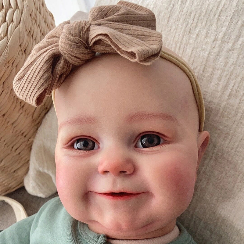 Muñeca Reborn niña de vinilo completo de 20 pulgadas, linda diadema con lazo anudado, recuerdo atemporal para cumpleaños y temporadas de regalos navideños
