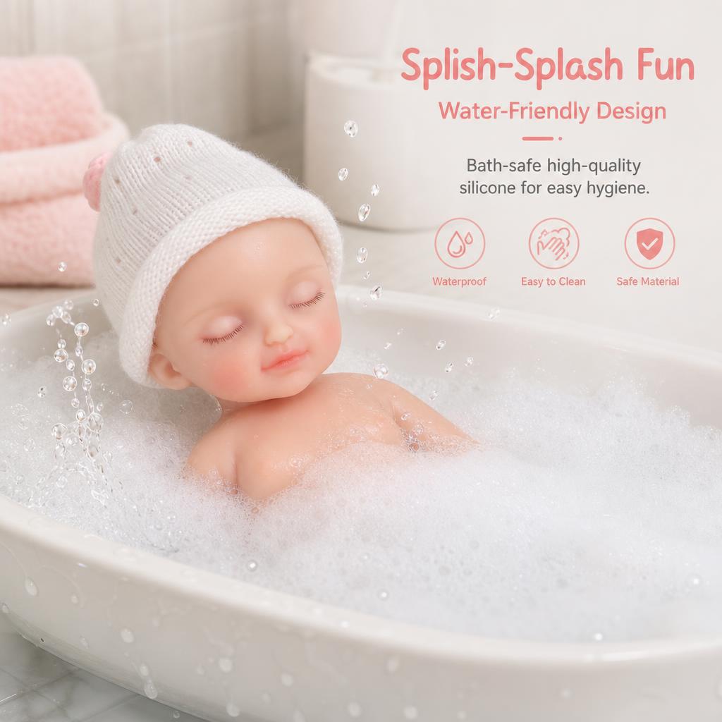 8 inch Reborn Baby Girl Doll, mini realistic full-body silicone doll