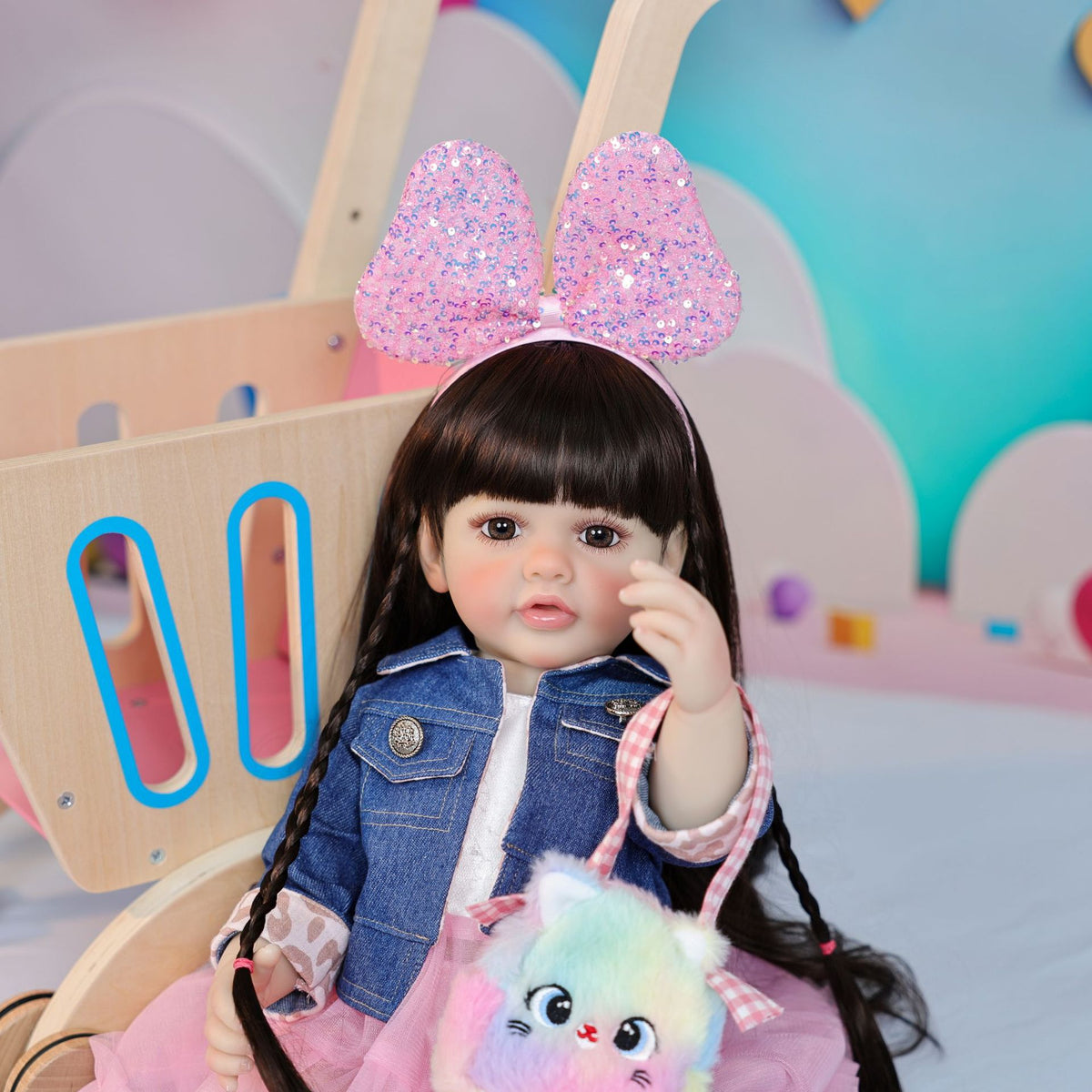 Muñecas reborn de 22 pulgadas, de cuerpo completo de vinilo, tipo toddler de pie, como regalo o adorno