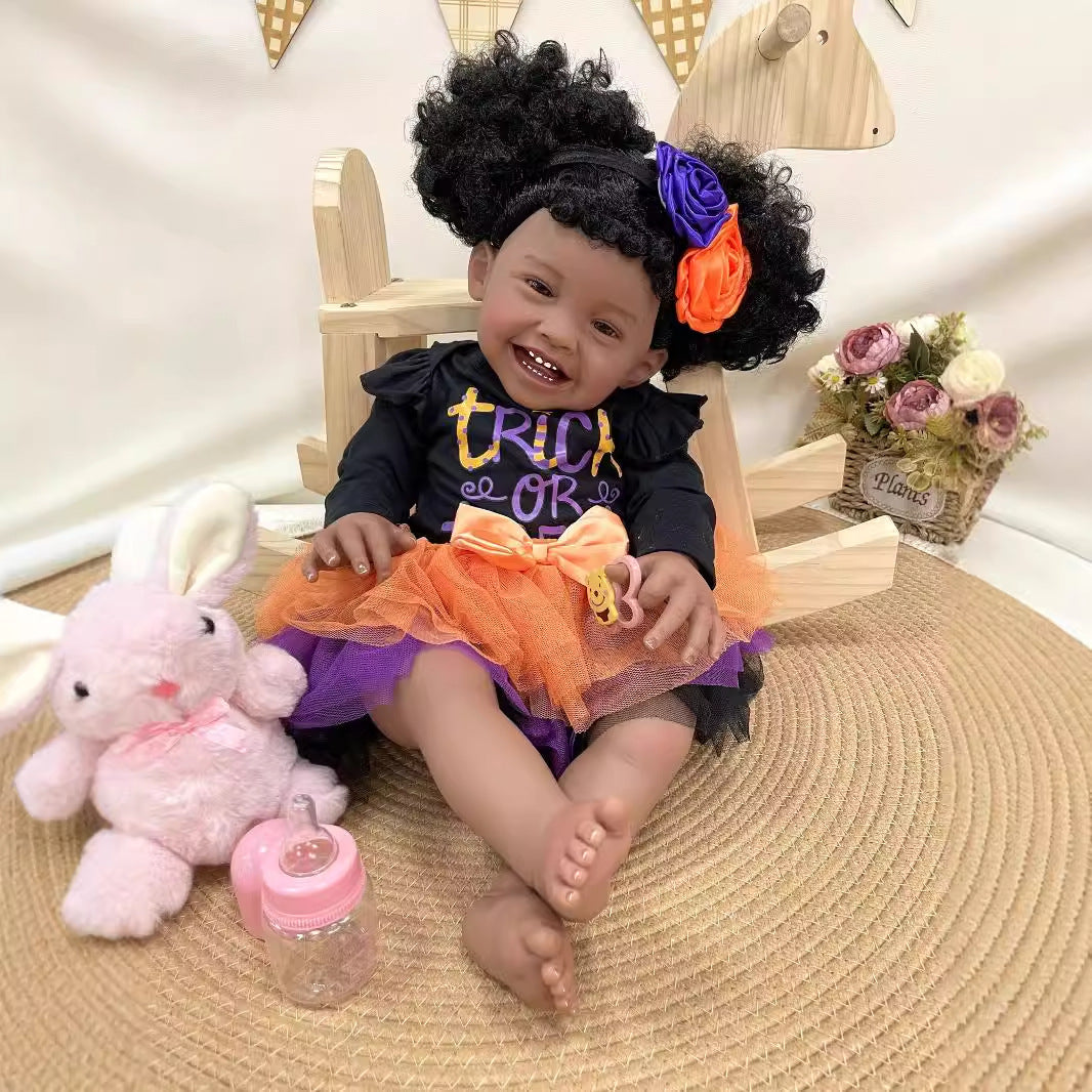Muñeca Reborn hecha a mano de 23 pulgadas, realista, con cuerpo de tela, piel 3D, juguete para recién nacidos, regalo para niñas y coleccionistas de muñecas