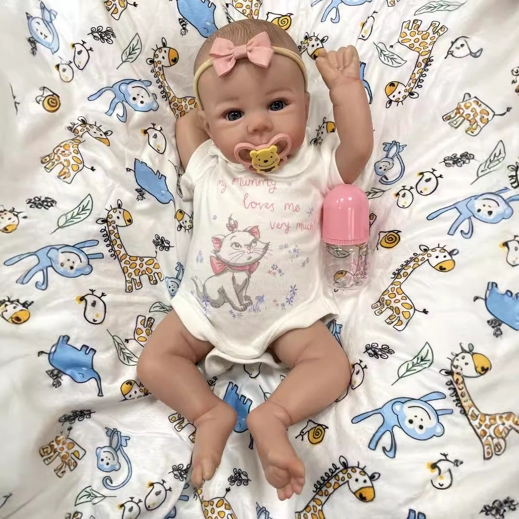 Muñeca recién nacida Reborn realista de 20 pulgadas con cuerpo de tela, piel 3D detallada, hecha a mano, juguete coleccionable para niñas y amantes de las muñecas