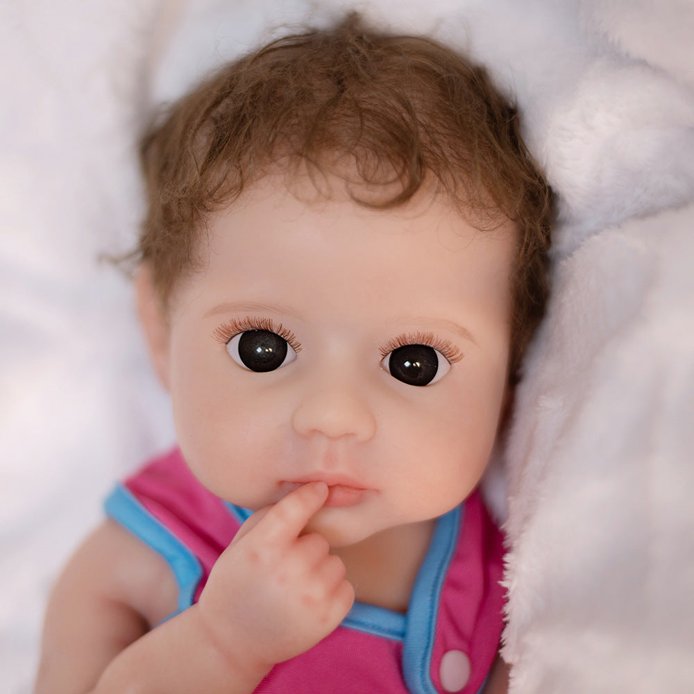 Muñeca reborn de silicona sólida de 16 / 18 pulgadas, de alta gama, con cabello injertado de mohair, muñeca de colección para entusiastas