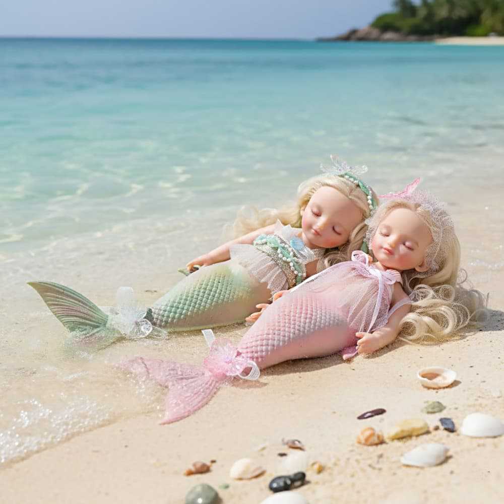 Muñeca bebé sirena de silicona completa de 10 pulgadas, figura de fantasía durmiente, regalo para cumpleaños y ocasiones festivas