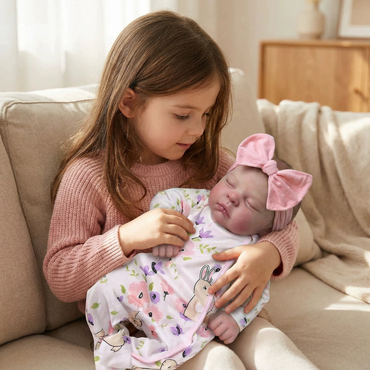 Muñecos bebé reborn realistas de 19 pulgadas, muñecos durmientes con cuerpo de tela suave y accesorios en caja de regalo para niños de 3 años en adelante
