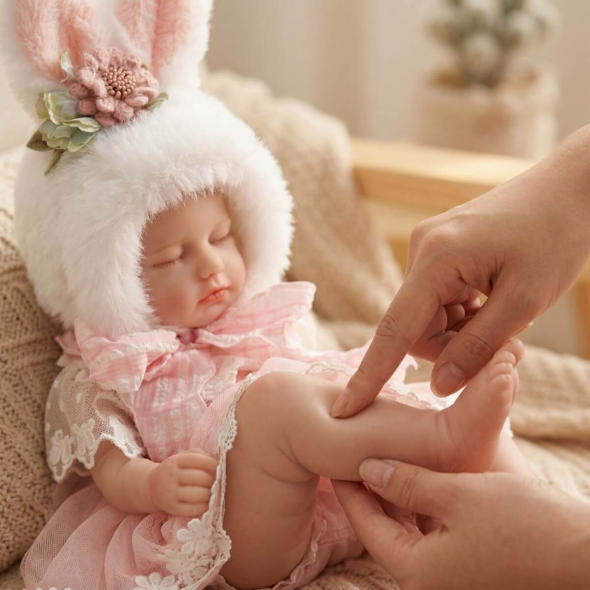 Muñeca bebé recién nacida realista de 12 pulgadas, niña pequeña de aspecto real durmiendo