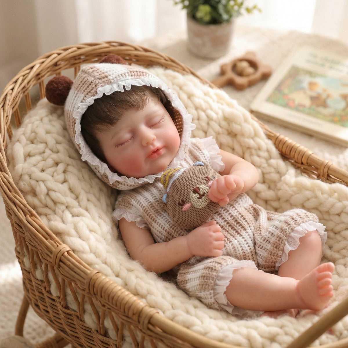 Muñeca reborn de silicona sólida de 12 pulgadas (30 cm) con implante de cabello, bebé de simulación para cambiar de ropa