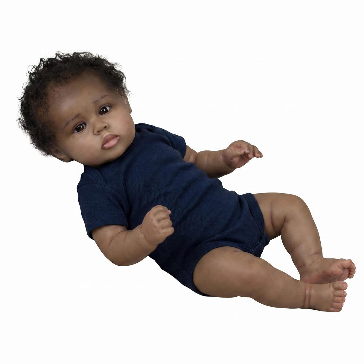 Muñeca Reborn de 19 pulgadas con cuerpo de tela, extremidades de vinilo suave, tacto suave y cabello rizado injertado, juguetes para niñas