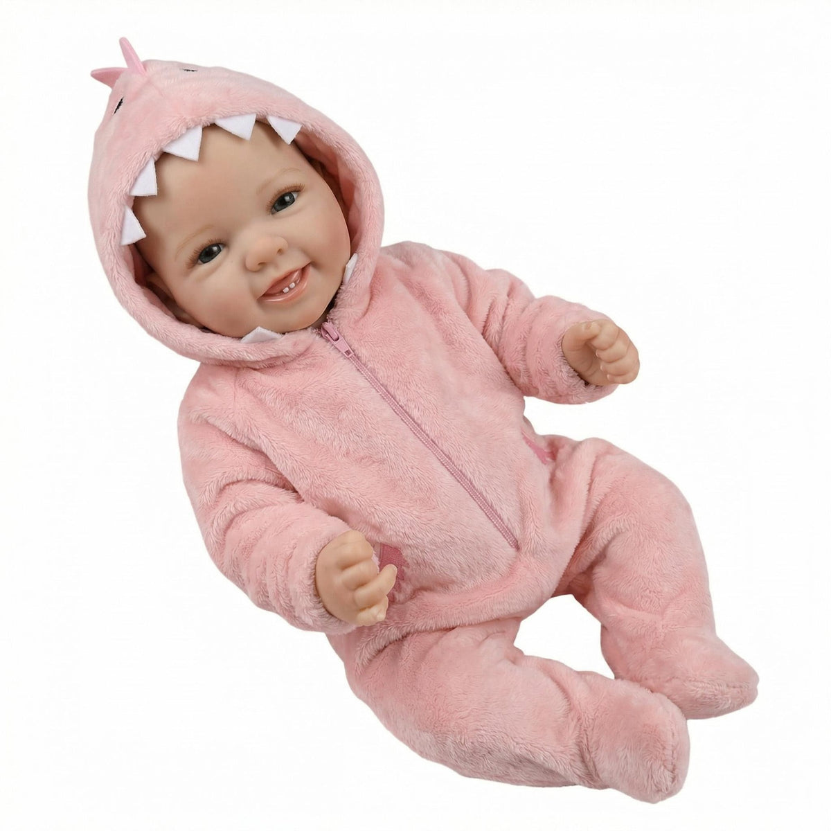 Enterizo de dinosaurio rosa para muñeco reborn de 17 pulgadas