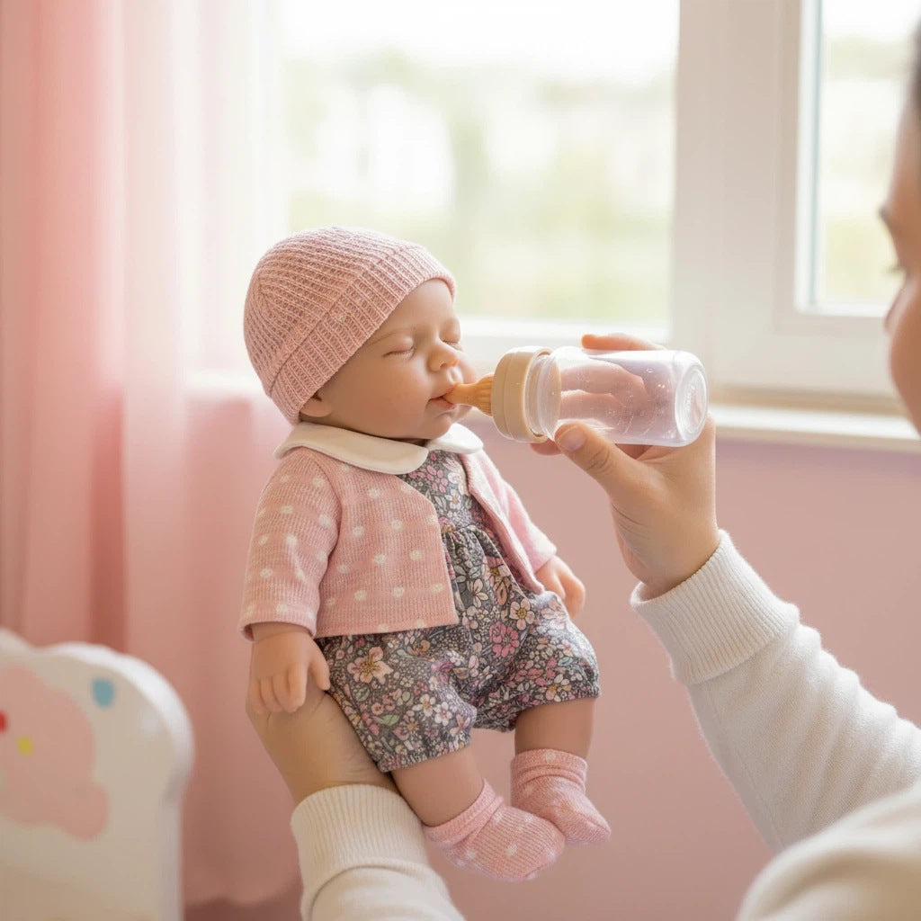 Muñeca Reborn de silicona sólida de 12 pulgadas, juguete de simulación de muñeca pascale con pequeño punto circular blanco