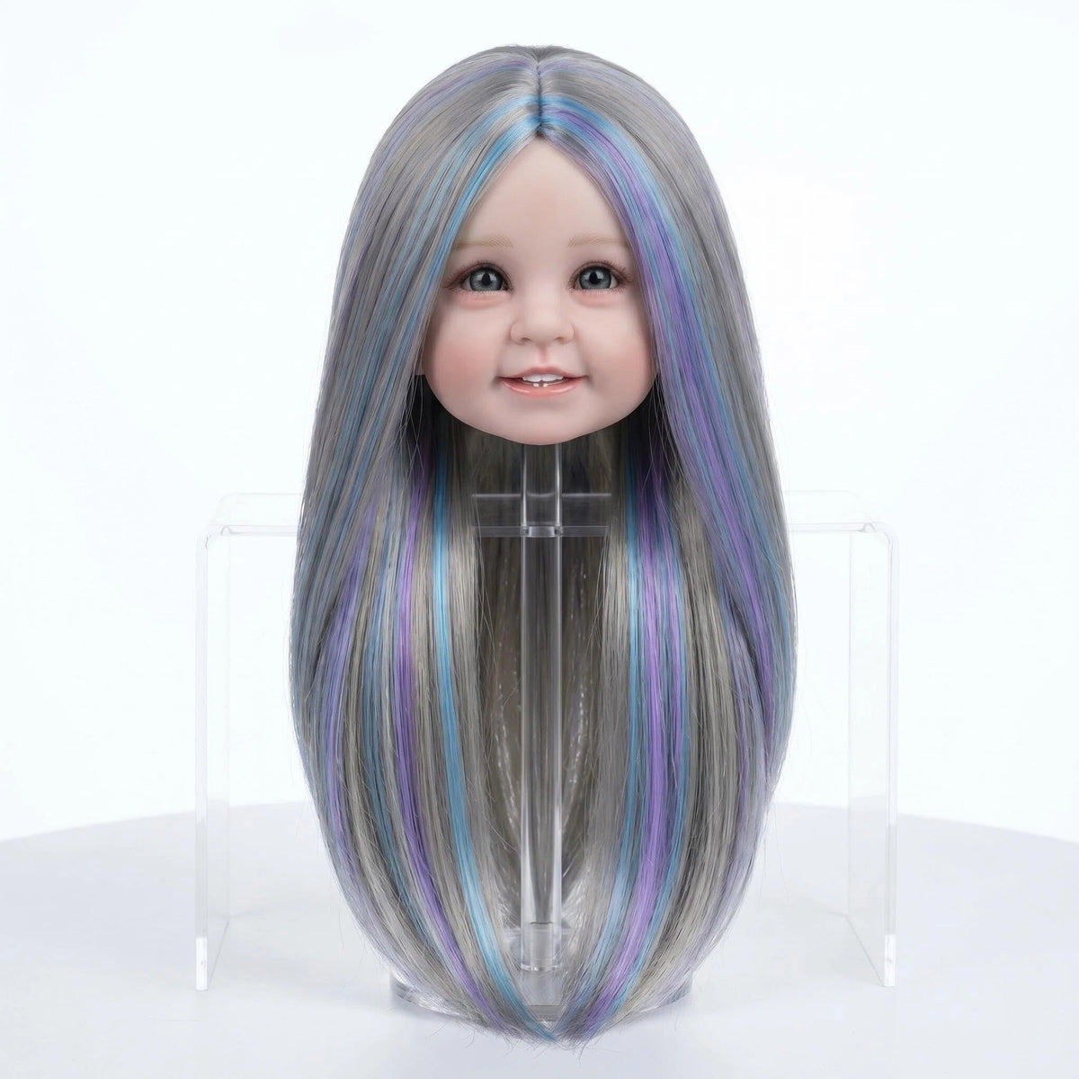 Pelucas de repuesto para muñecas reborn, cabello largo liso o rizado con flequillo, varios colores (rosa, rubio, arcoíris), pelucas trenzadas para muñecas de 20-22 pulgadas