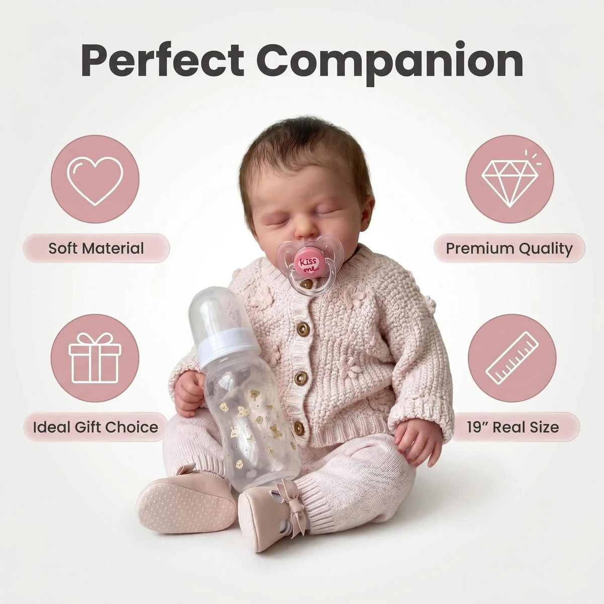Muñeca Reborn de 19 pulgadas, juguete artesanal de regalo para niños con cuerpo completo de vinilo