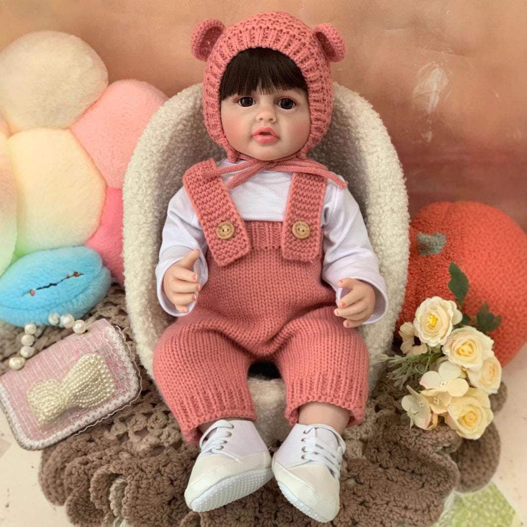 Muñeca Reborn de 22 pulgadas con cuerpo completo de vinilo y sensor de sonido, juguete interactivo para niños y adultos, opción de regalo para cumpleaños y festividades