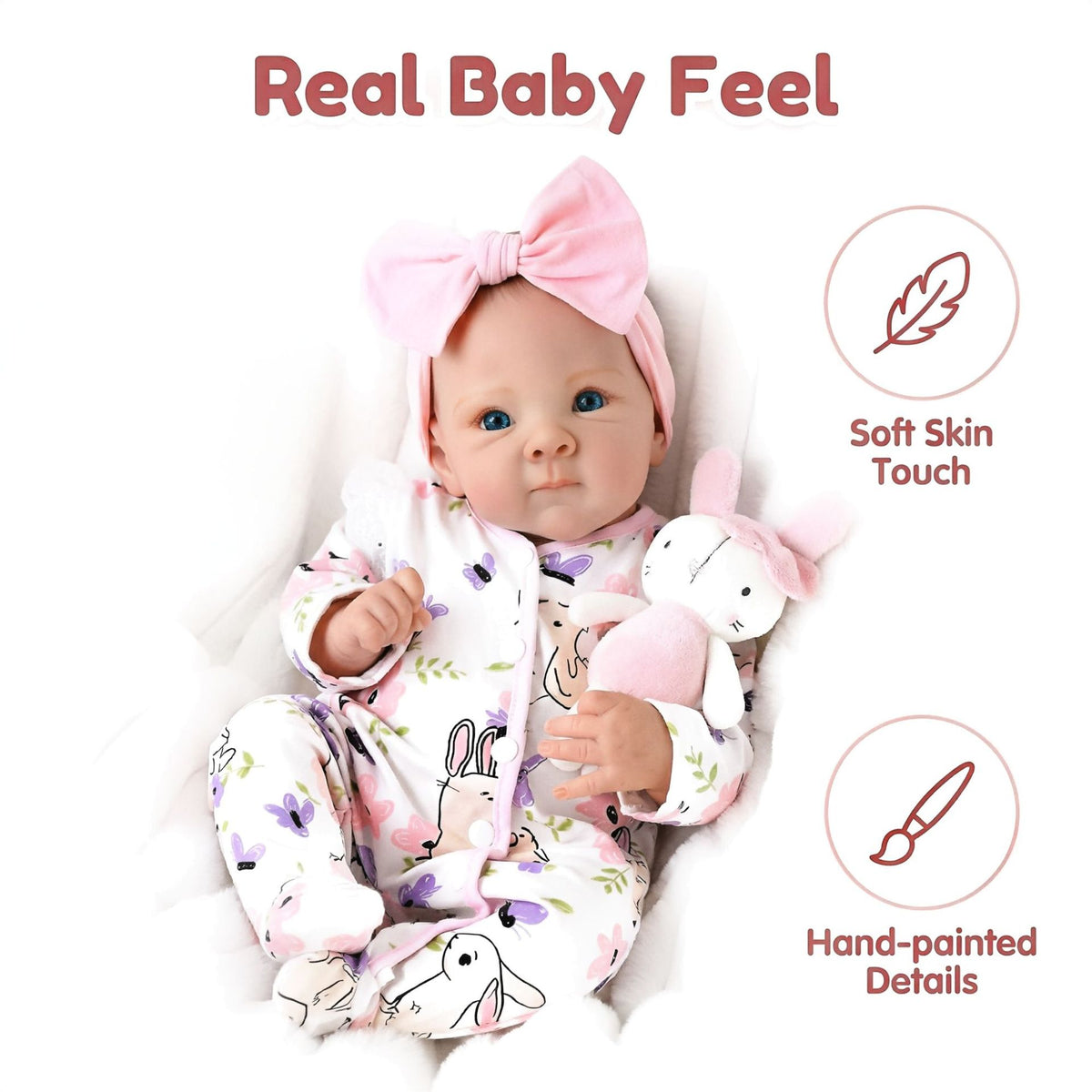 Muñeca reborn Bettie de vinilo completo de 18 pulgadas con mono estampado en polvo