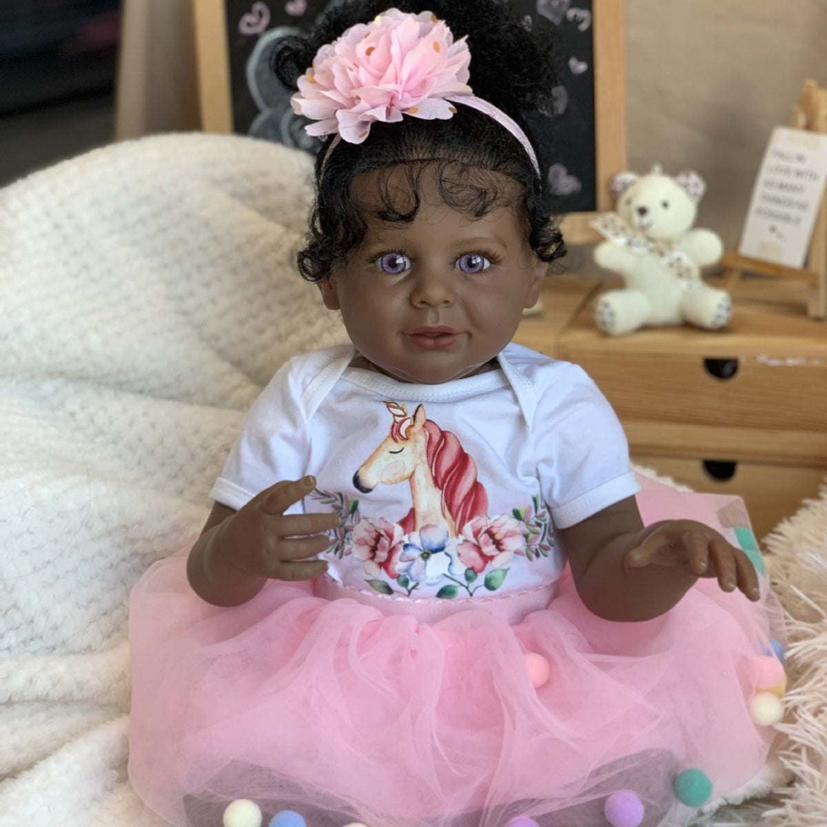 Muñeca de 24 pulgadas con cuerpo de tela, juguete de simulación de bebé renacido para regalo de niños africanos, juguete de compañía