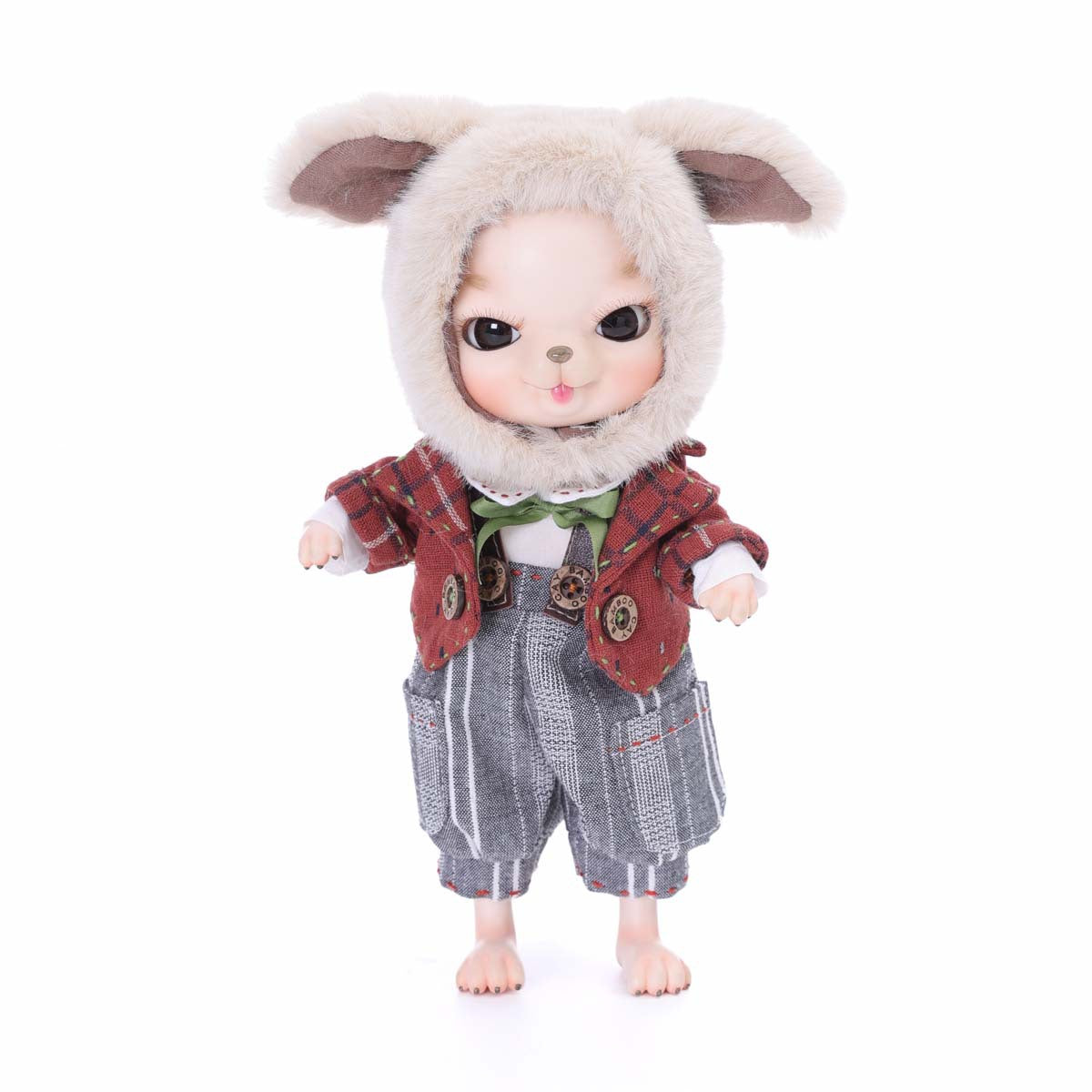 Adorables muñecas articuladas (BJD) de porcelana de 10 pulgadas con vestido de color marrón rojizo