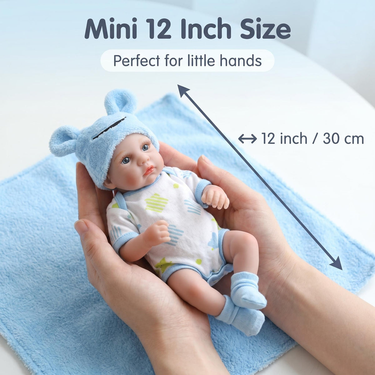 Muñeca Reborn de vinilo de cuerpo completo de 12 pulgadas, empacable en caja de regalo, ojos abiertos, piel realista pintada a mano, juguete coleccionable para juego de simulación