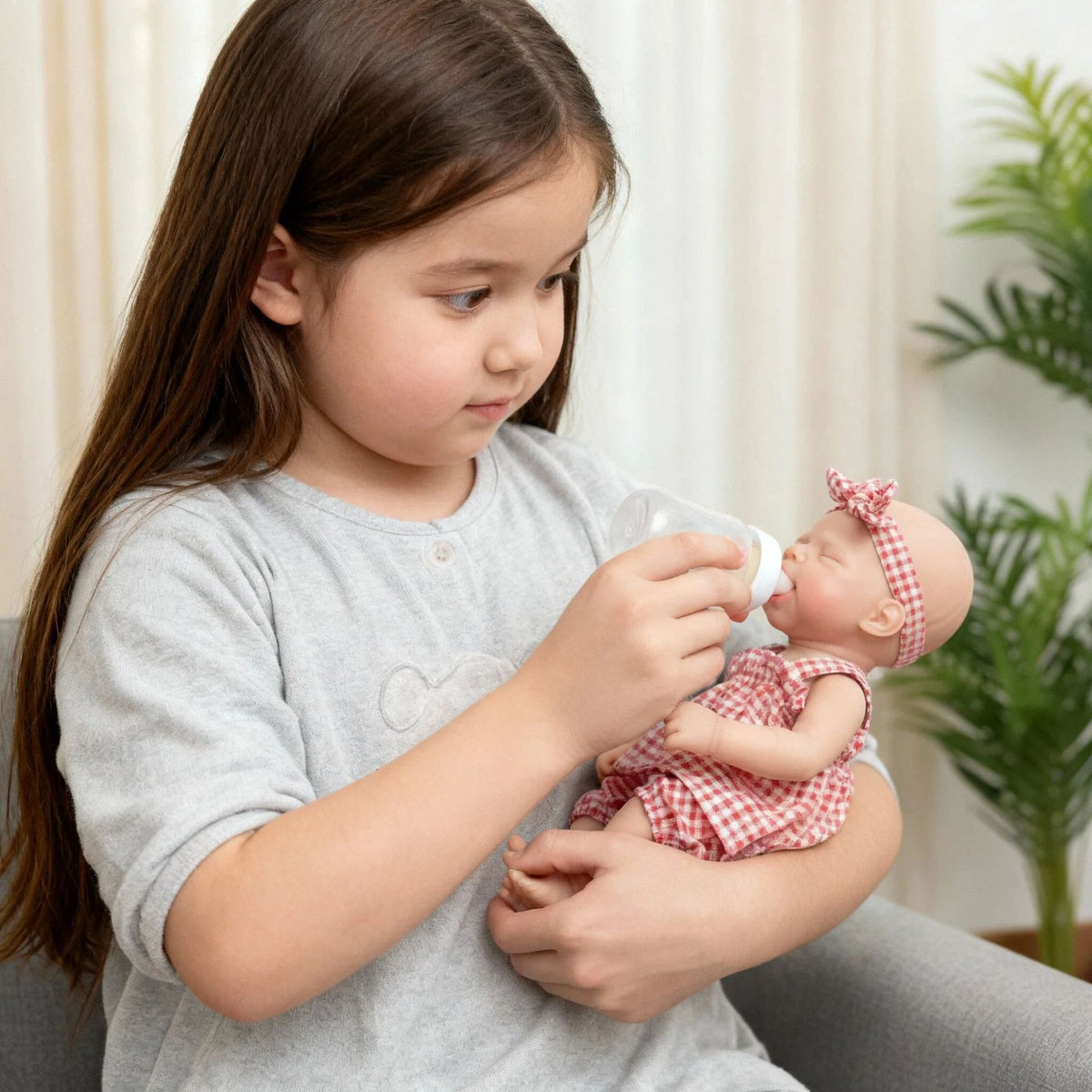 Muñeca Reborn de silicona sólida de 12 pulgadas, muñeca de juguete de simulación pascale con cuadrícula rosa