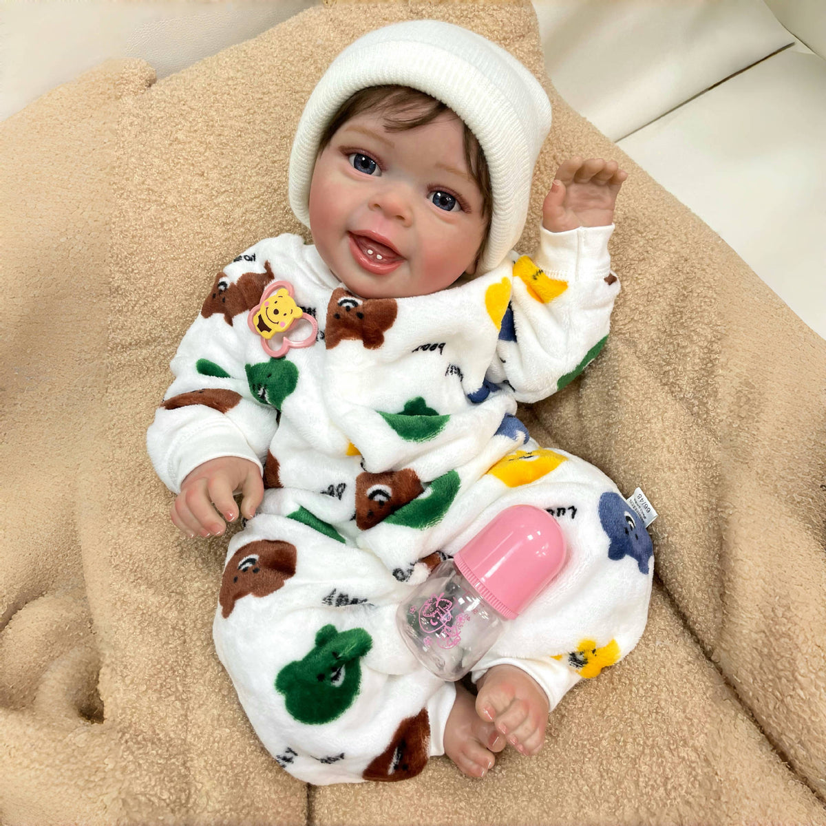 Muñeca bebé Reborn realista de 23 pulgadas hecha a mano con cuerpo de tela, piel 3D realista, juguete para niñas pequeñas