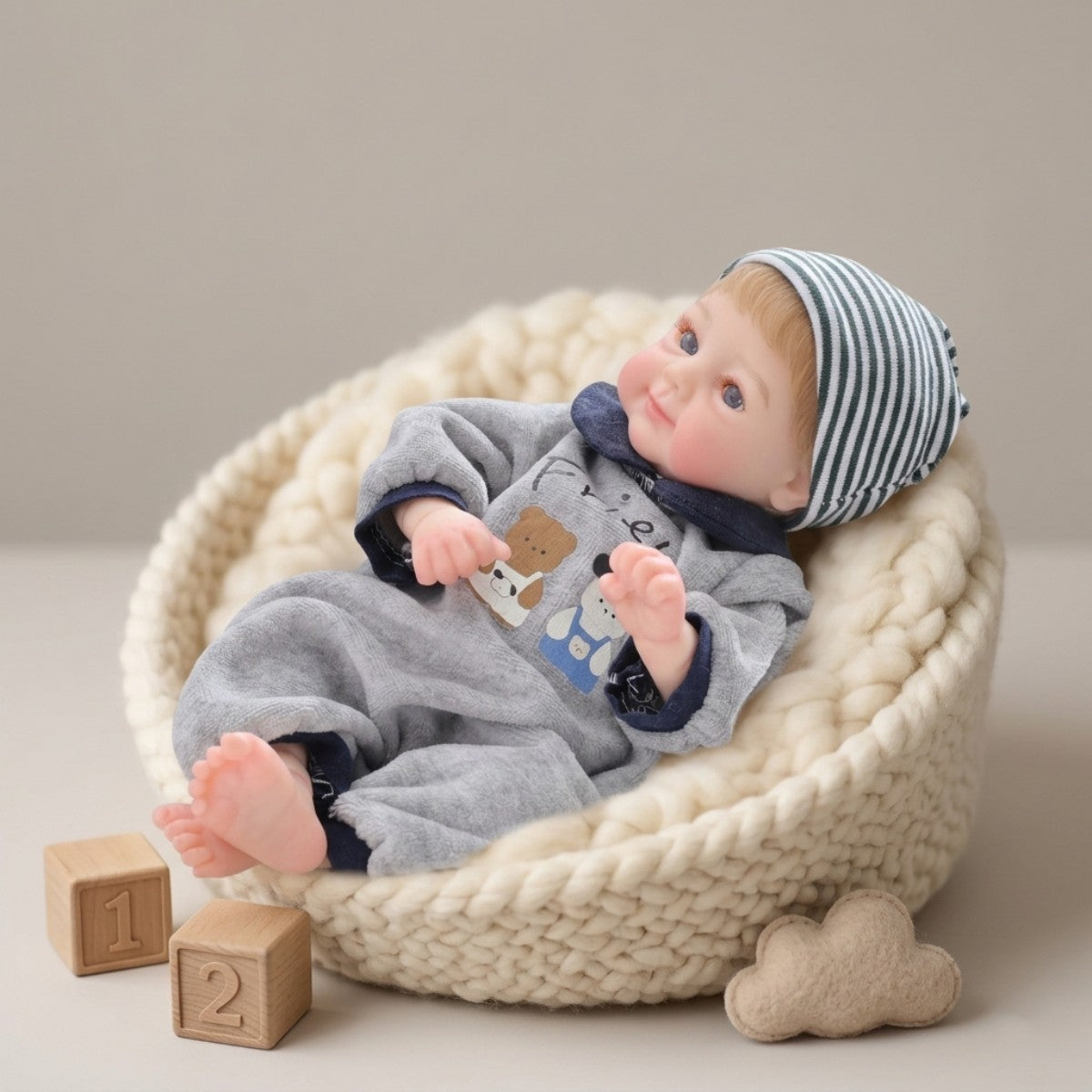 Muñeca reborn de silicona sólida de 12 pulgadas (30 cm), bebé de simulación