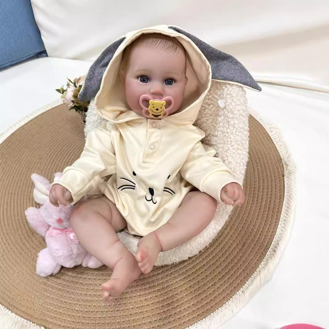 Muñeca bebé Reborn realista de 19 pulgadas hecha a mano con cuerpo de tela, piel 3D realista, juguete para niñas pequeñas