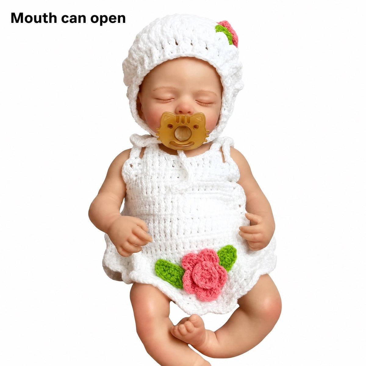 13 inch solid silicone doll white sweater simulation doll as a gift for children and as a collectible