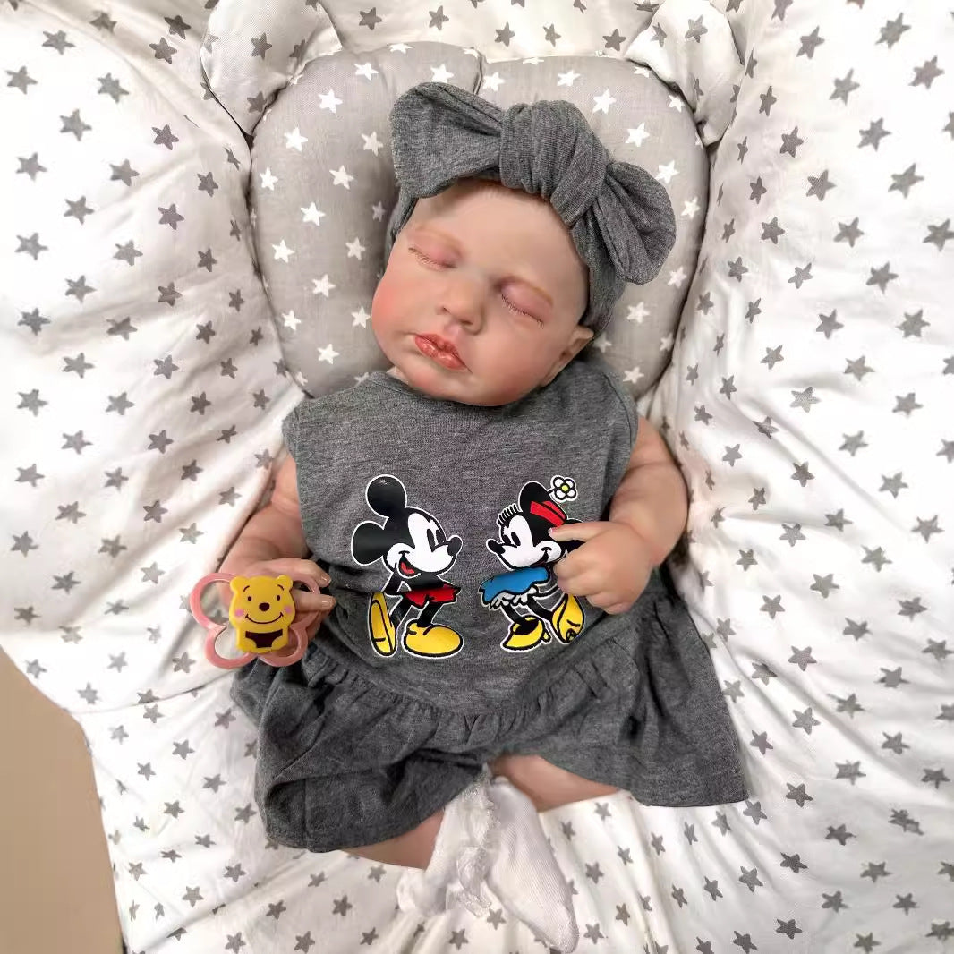 Muñeca bebé Reborn realista de 19 pulgadas con cuerpo de tela, piel con venas 3D, muñeca recién nacida hecha a mano, juguete de regalo para niñas pequeñas y coleccionistas