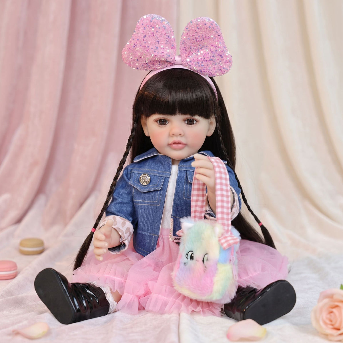 Muñecas reborn de 22 pulgadas, de cuerpo completo de vinilo, tipo toddler de pie, como regalo o adorno