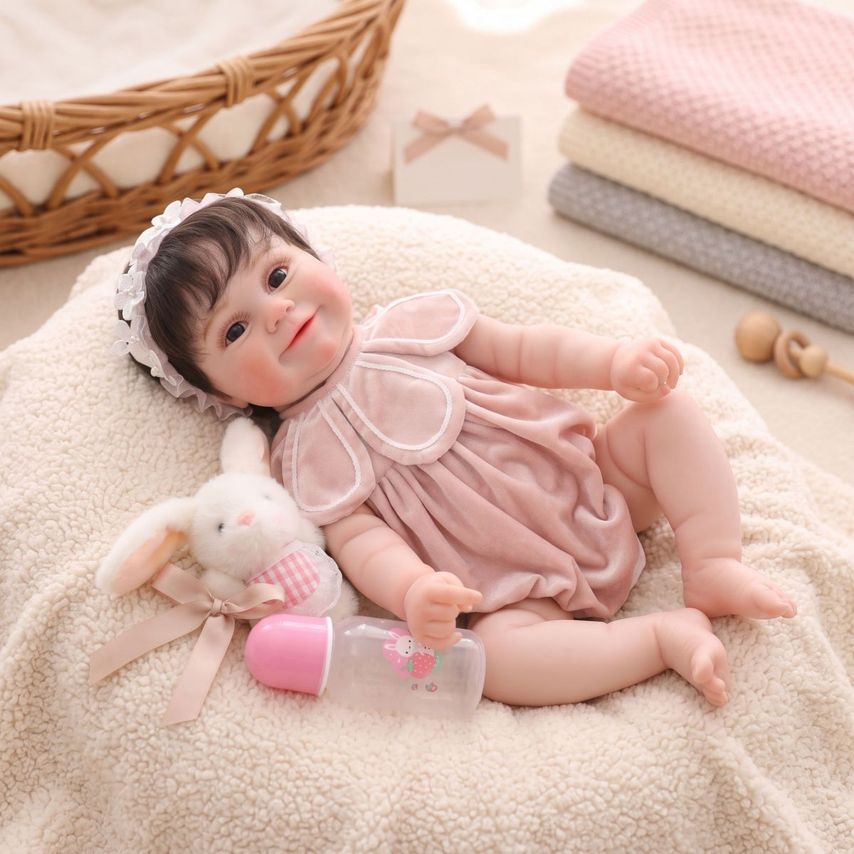 Muñeca Reborn artesanal de 22 pulgadas con piel de venas 3D realista y cuerpo completo de vinilo, regalo de bebé para niñas pequeñas
