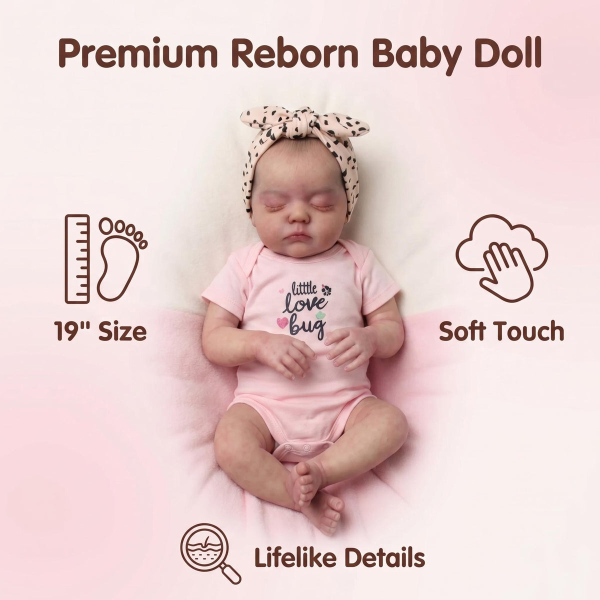 Muñeca bebé reborn realista de 19 pulgadas, cuerpo de tela suave con extremidades de vinilo, regalo perfecto para baby shower, Acción de Gracias y todas las celebraciones estacionales