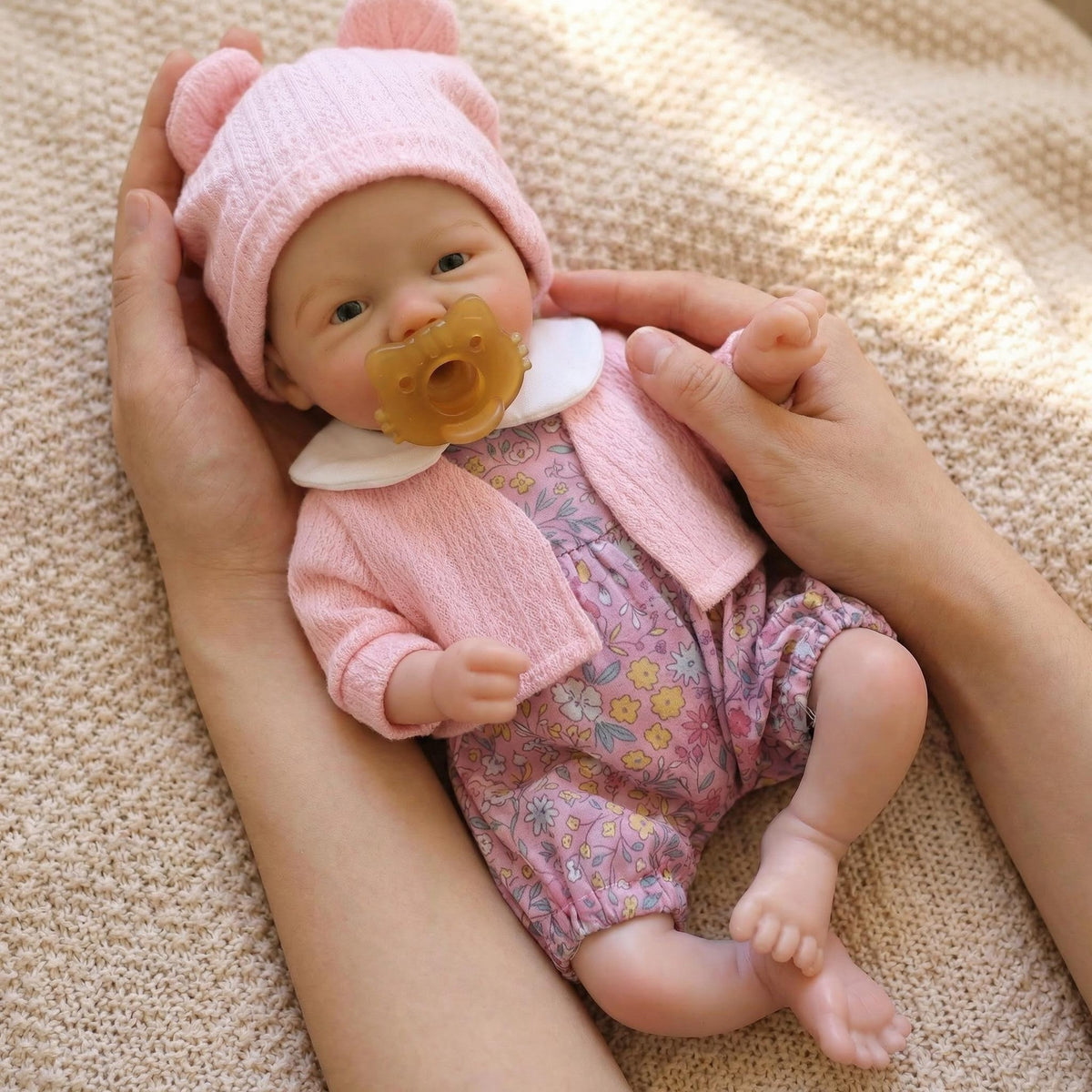 Muñeca de simulación de 12 pulgadas, pieza única con disfraz floral, muñeca renacida de silicona