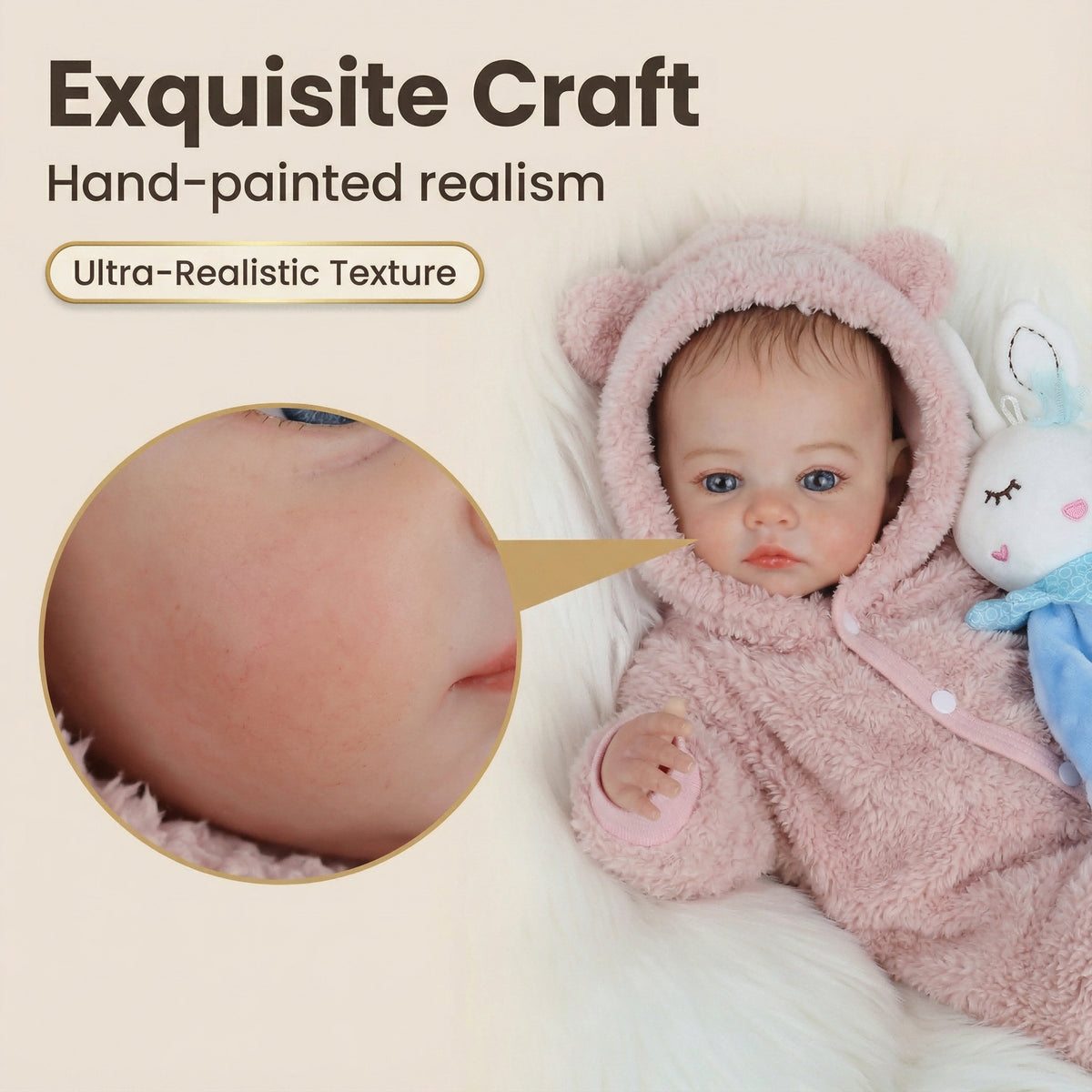Bebé reborn Meadow de 49 cm con ojos azules y ropa de felpa