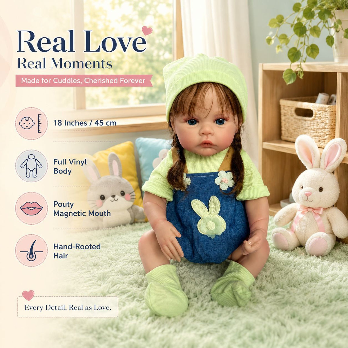 Muñeca Reborn de 18 pulgadas, realista y con cuerpo de vinilo completo, compañera de juego versátil para niños y coleccionistas adultos en momentos festivos