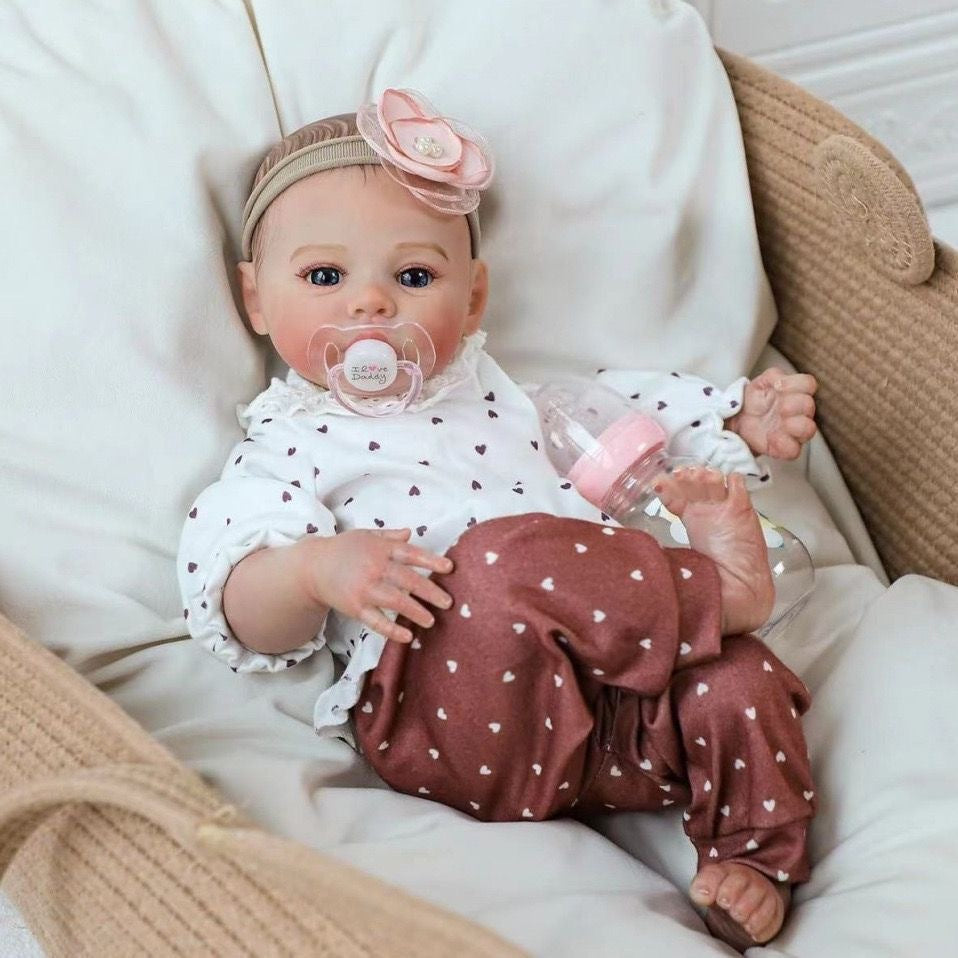 Muñeca Reborn de recién nacido de 18 pulgadas con cuerpo de tela/vinilo, conjunto casual dulce, juguete de compañía para festivales
