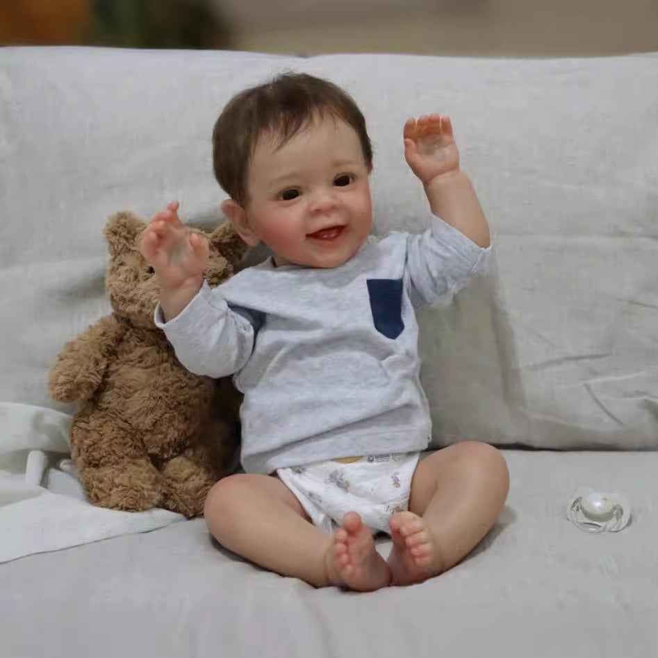 Muñeca bebé Reborn realista de 23 pulgadas con cuerpo de tela, muñeca recién nacida para regalo