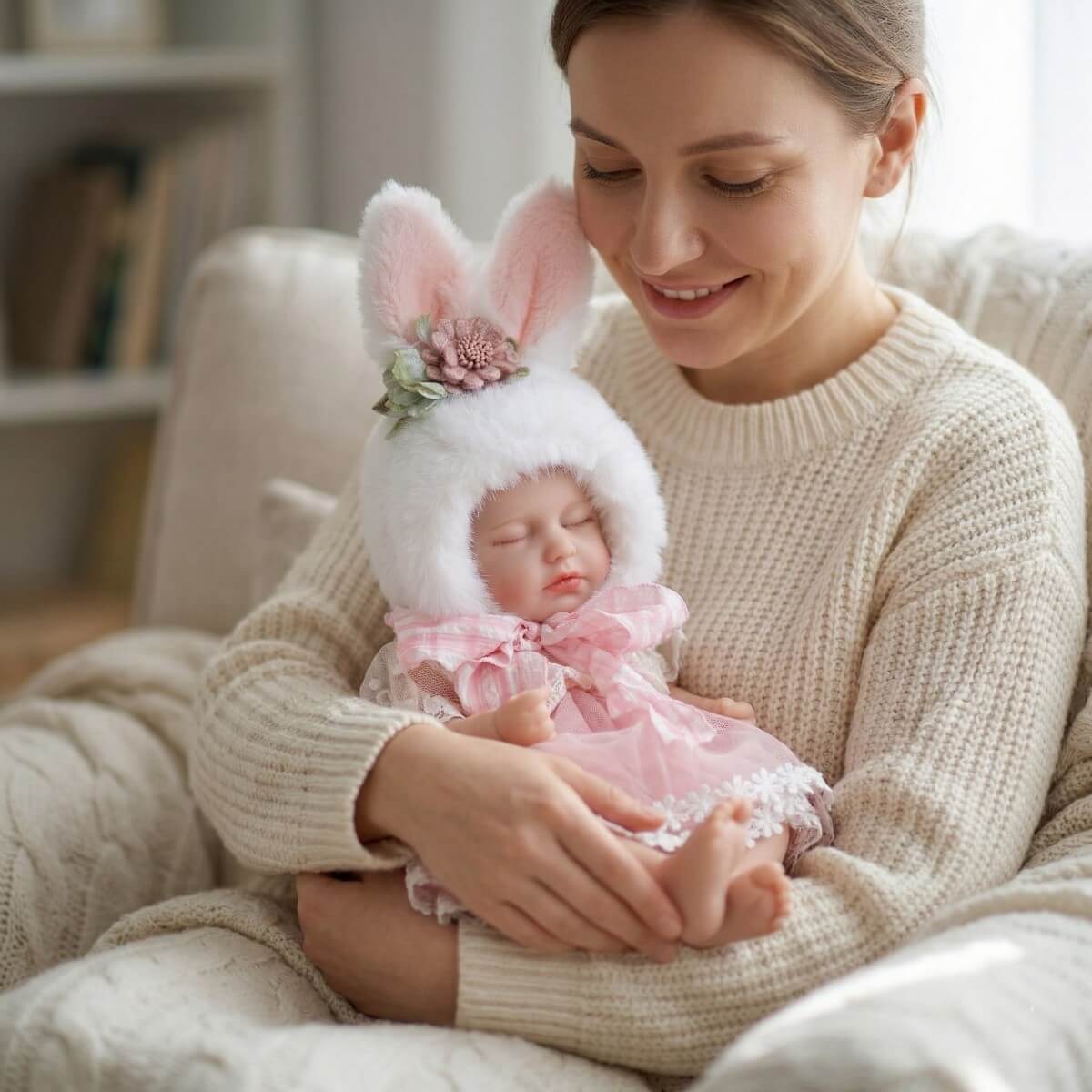 Muñeca bebé recién nacida realista de 12 pulgadas, niña pequeña de aspecto real durmiendo
